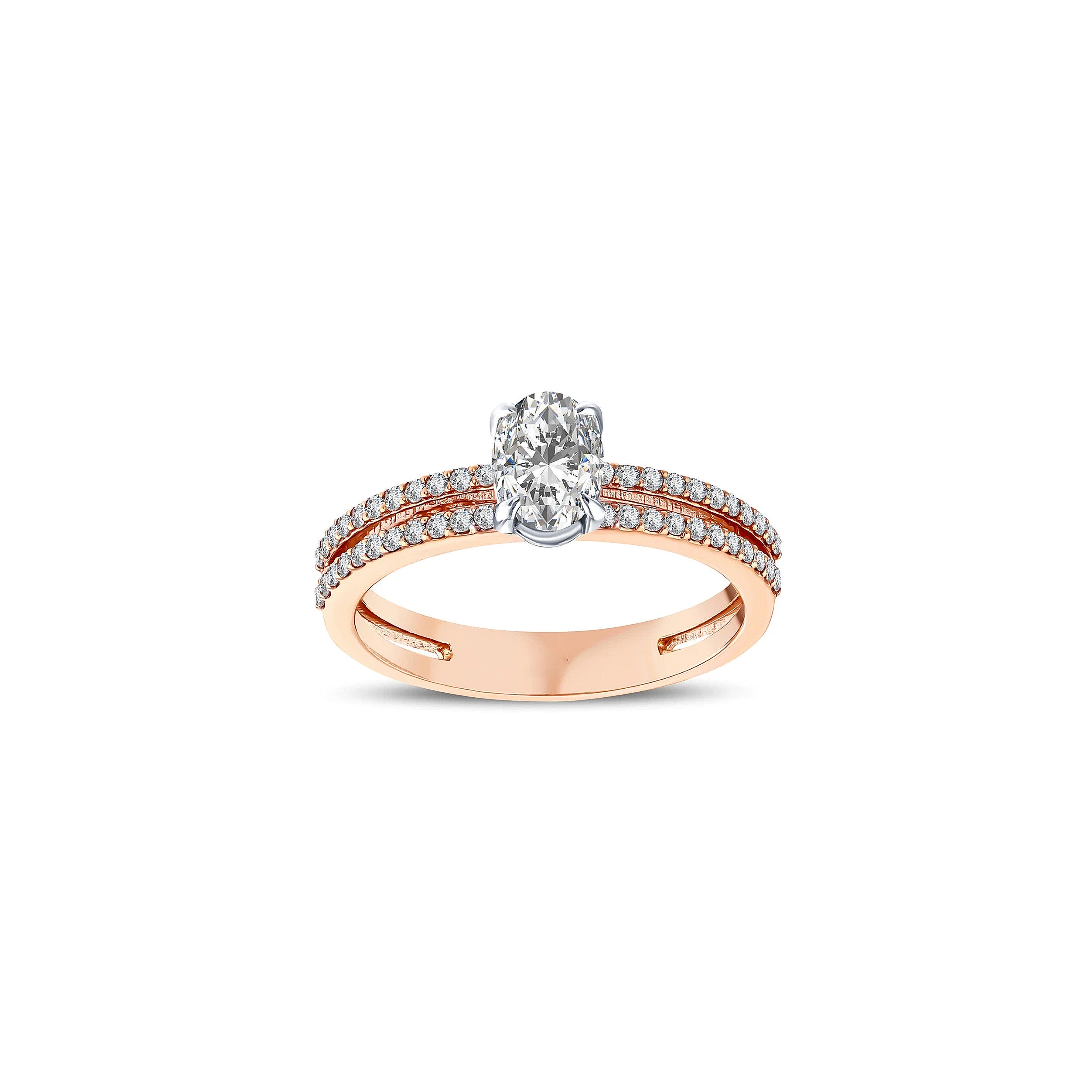 bague de fiançailles diamant ovale 0,83 carat en or rose