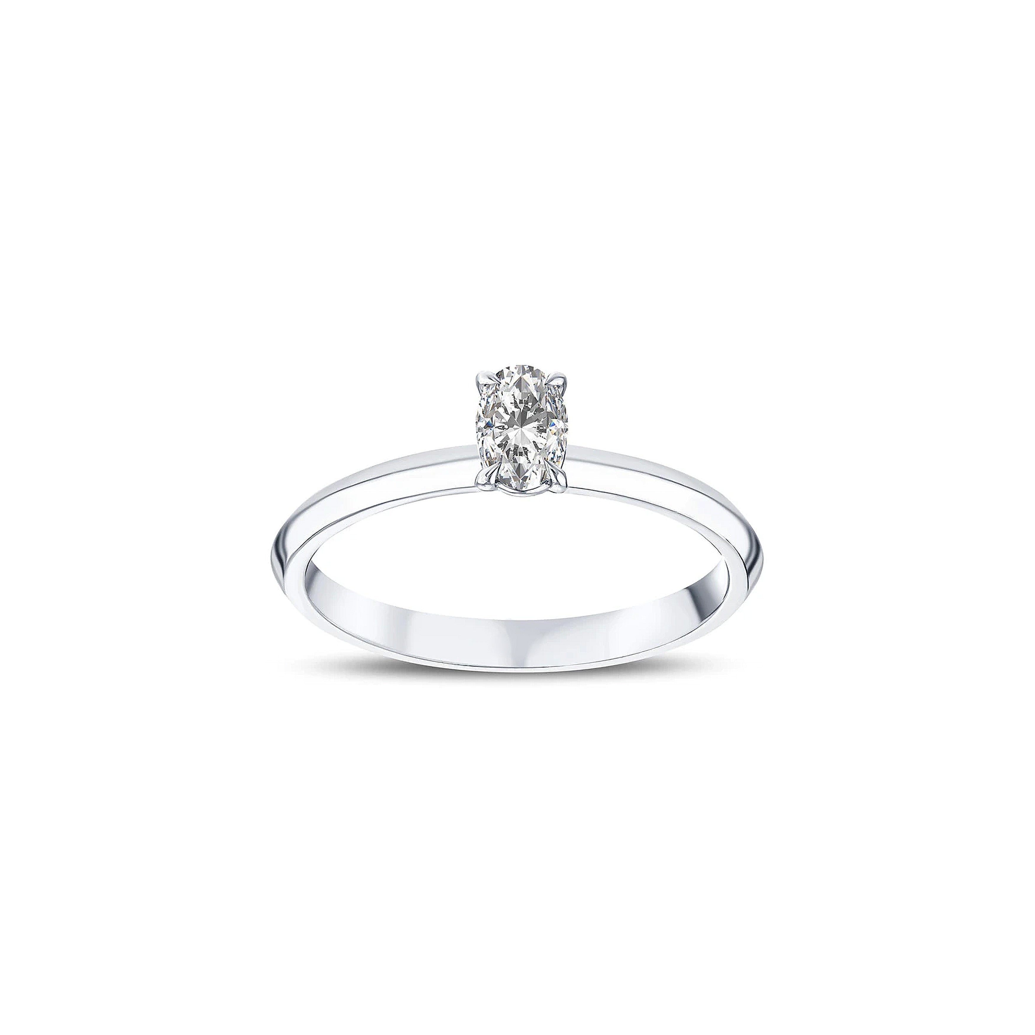bague de fiançailles diamant solitaire ovale 0,30 carat en or blanc