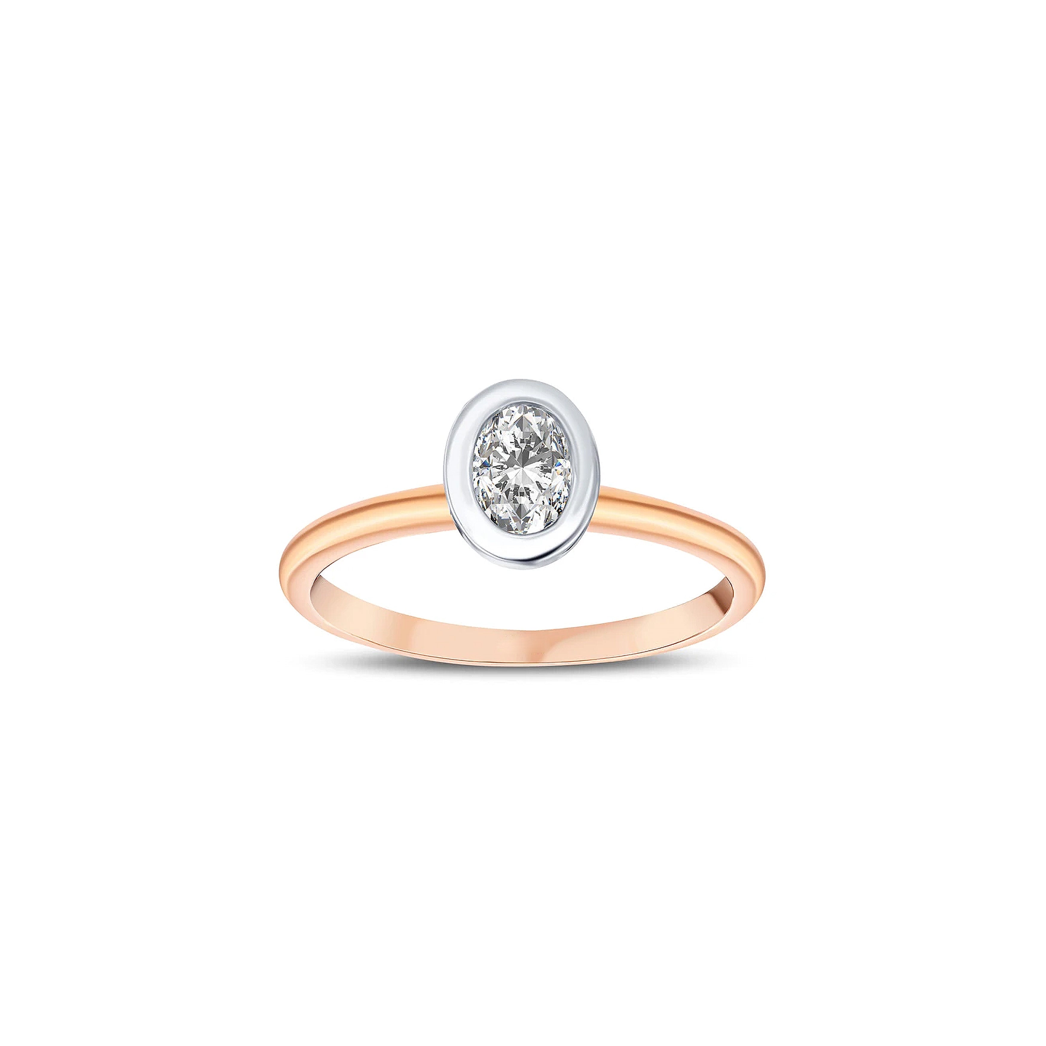 bague de fiançailles diamant solitaire ovale 0,39 carat en or rose