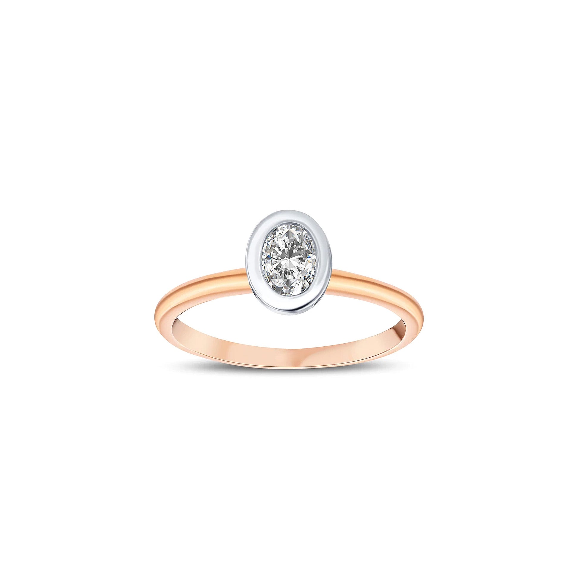 bague de fiançailles diamant solitaire ovale 0,39 carat en or rose