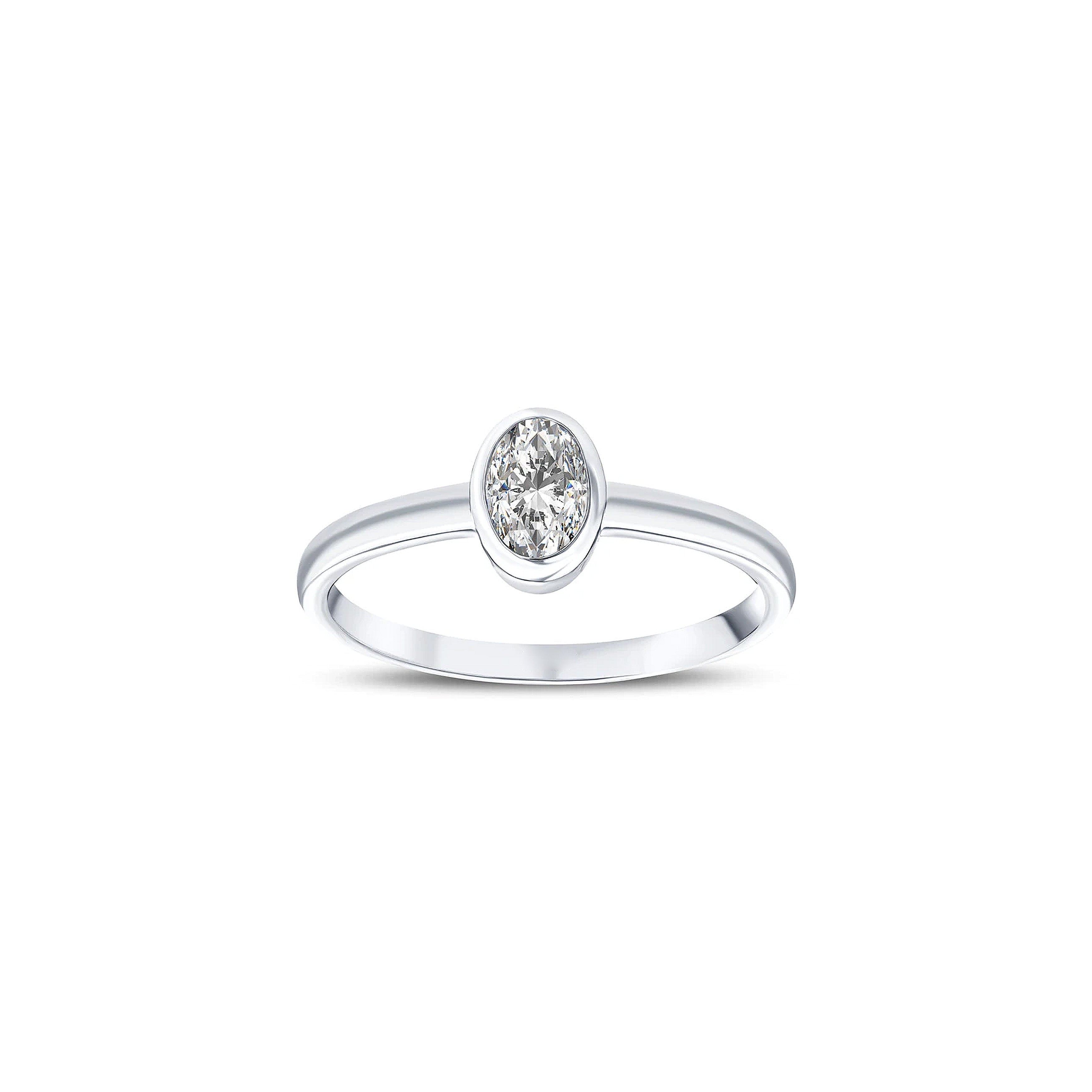 bague de fiançailles diamant solitaire ovale 0,39 carat en or blanc