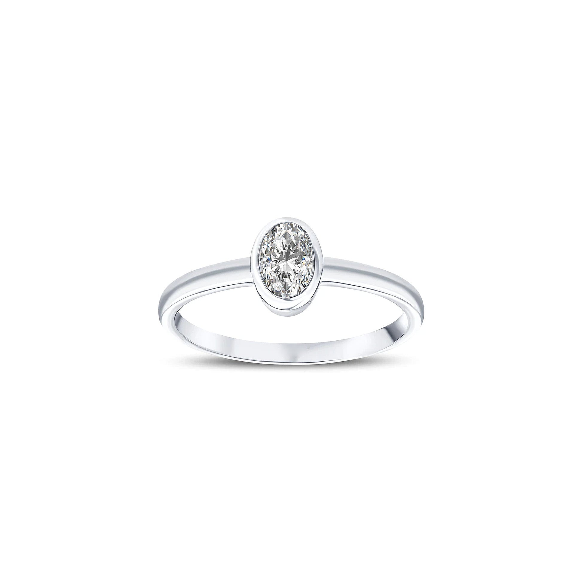 bague de fiançailles diamant solitaire ovale 0,39 carat en or blanc