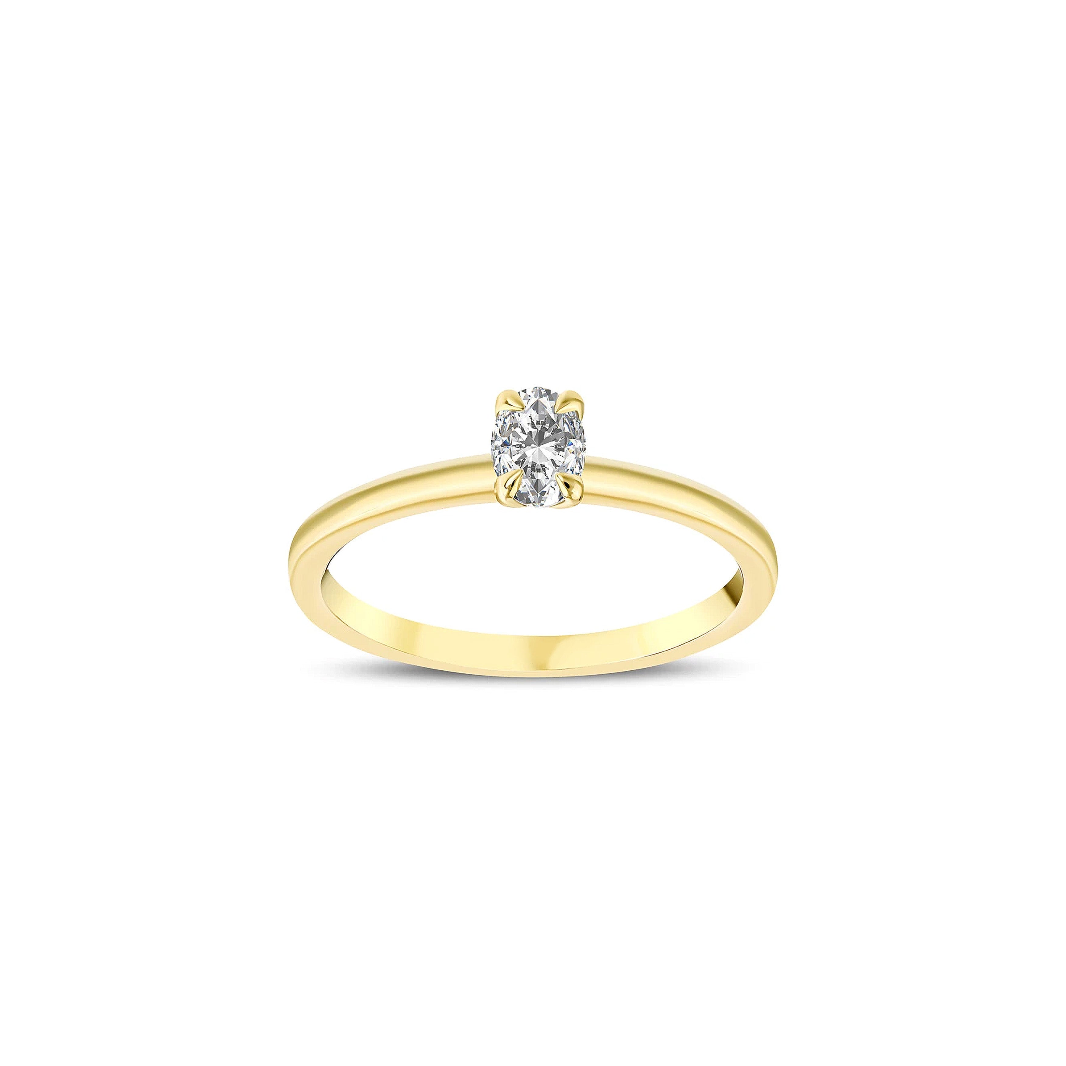 bague de fiançailles diamant solitaire ovale 0,52 carat en or jaune