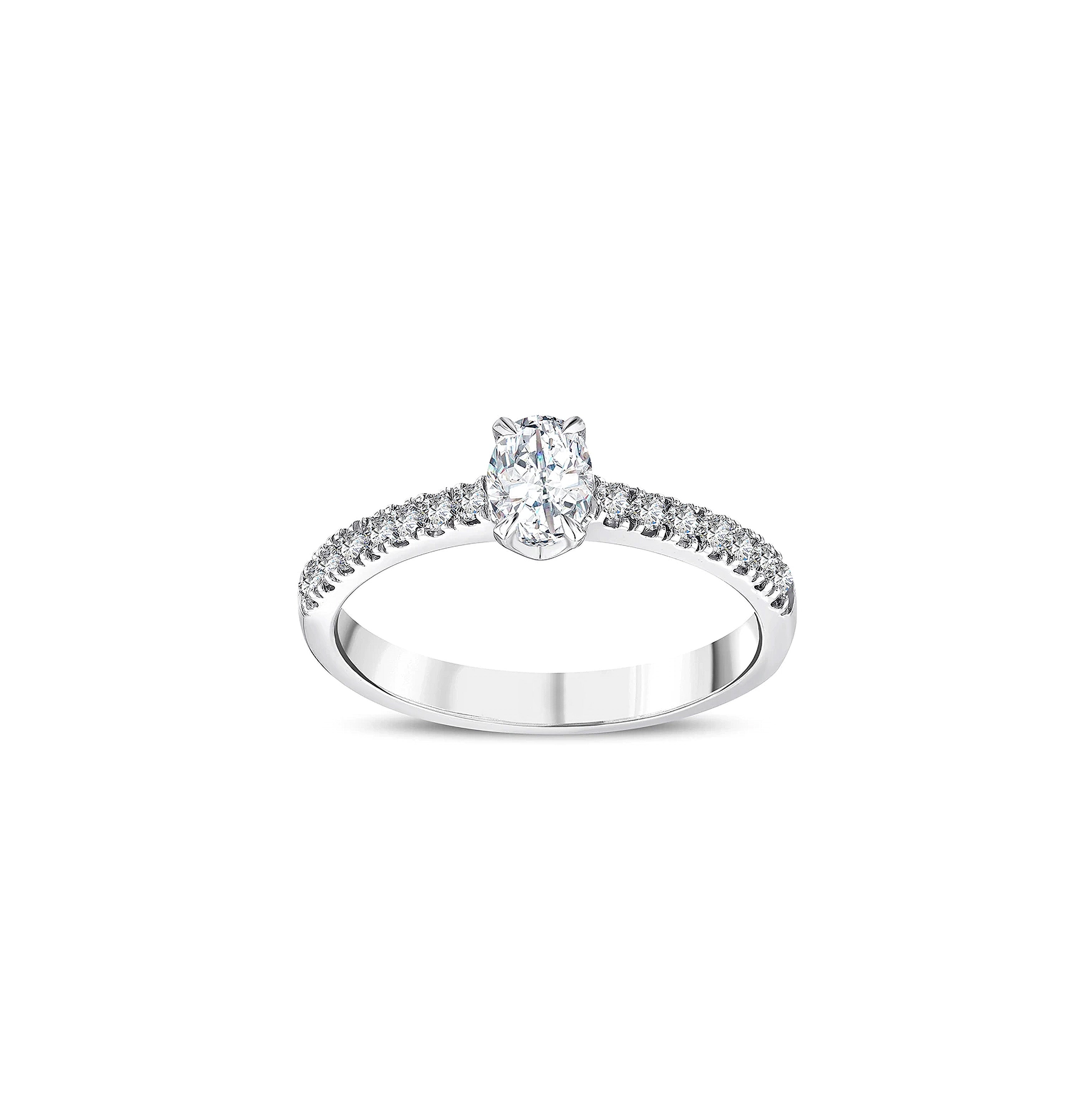 bague de fiançailles diamant solitaire ovale 0,55 carat en or blanc