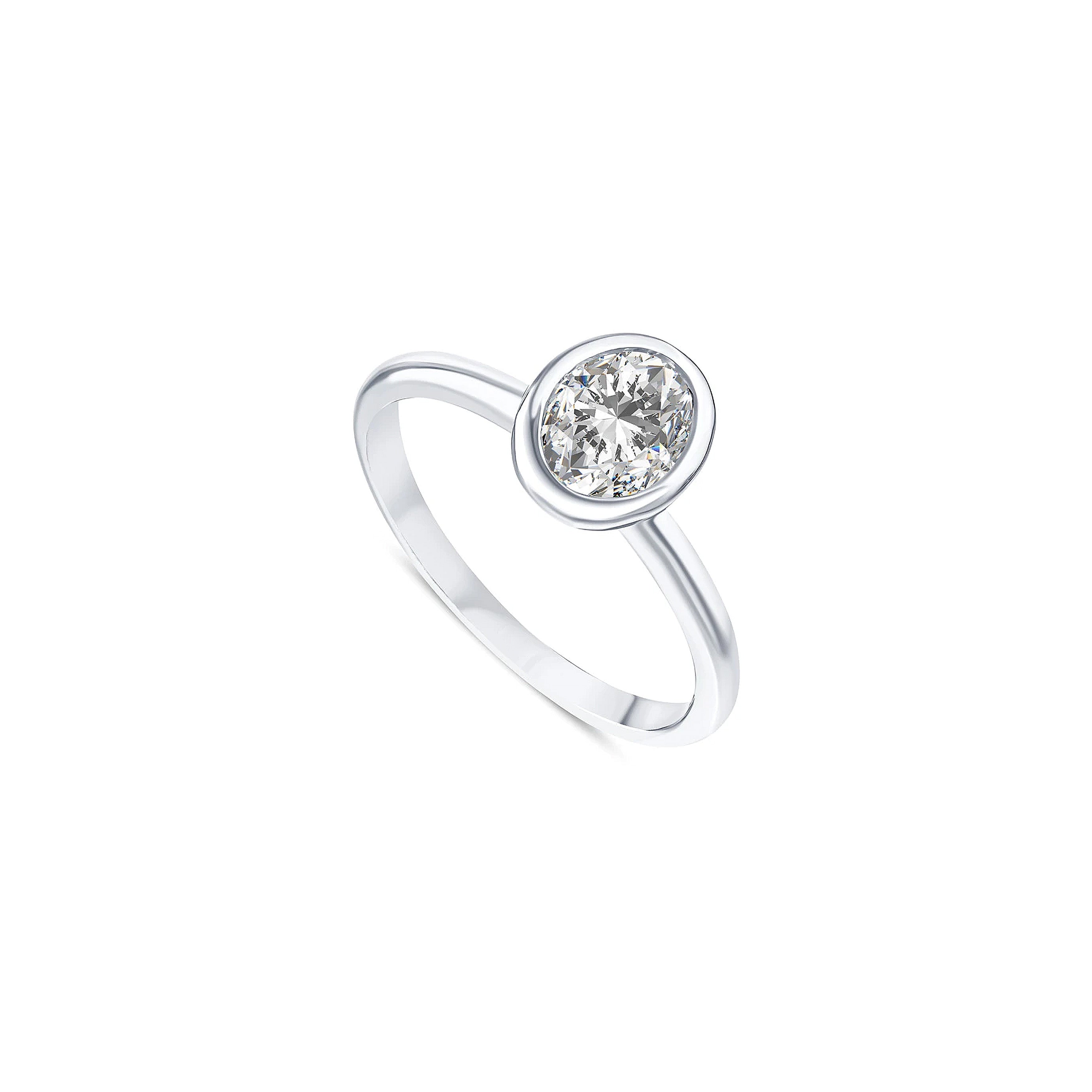 vue de côté bague de fiançailles diamant solitaire ovale 0,90 carat en or blanc