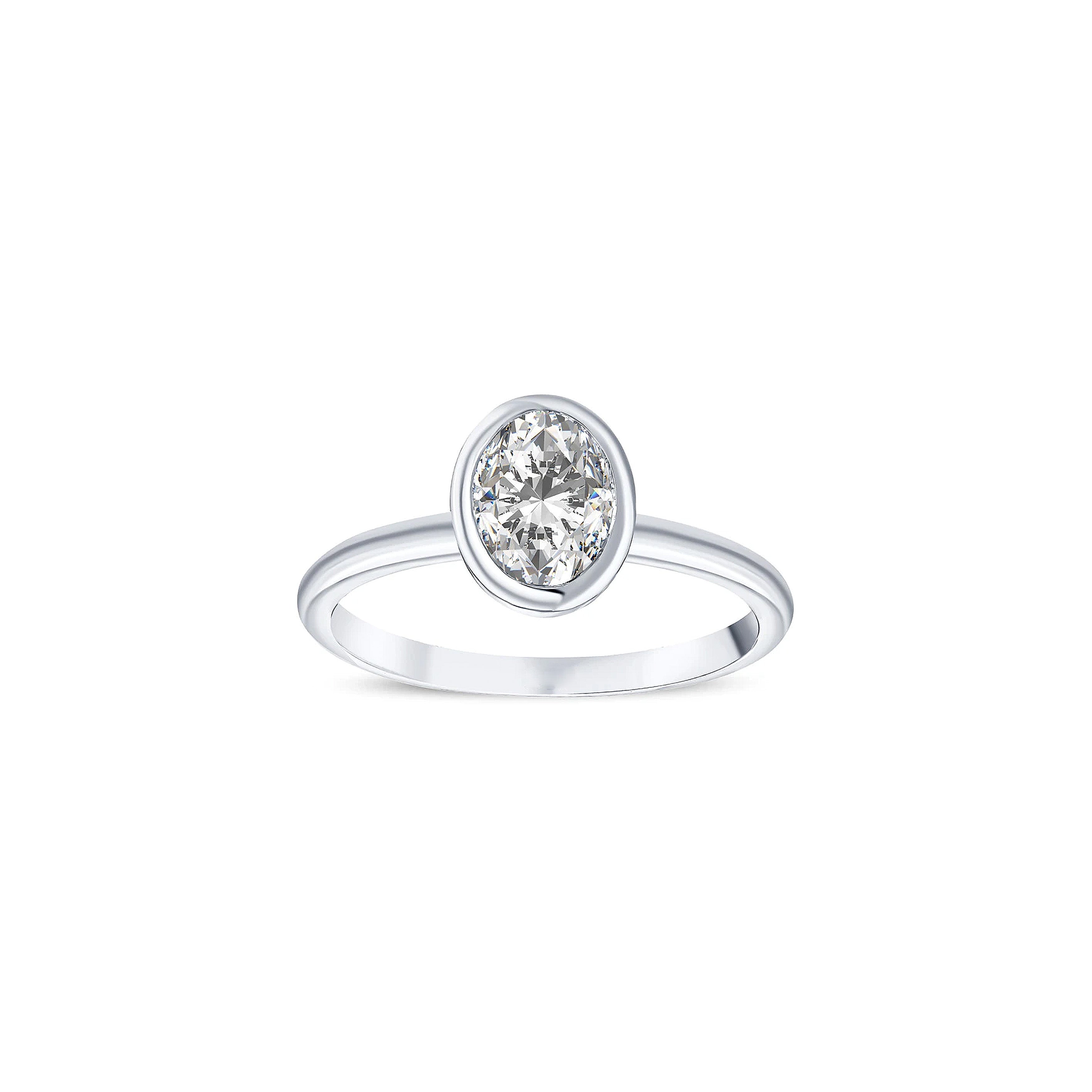 bague de fiançailles diamant solitaire ovalw 0,90 carat en or blanc