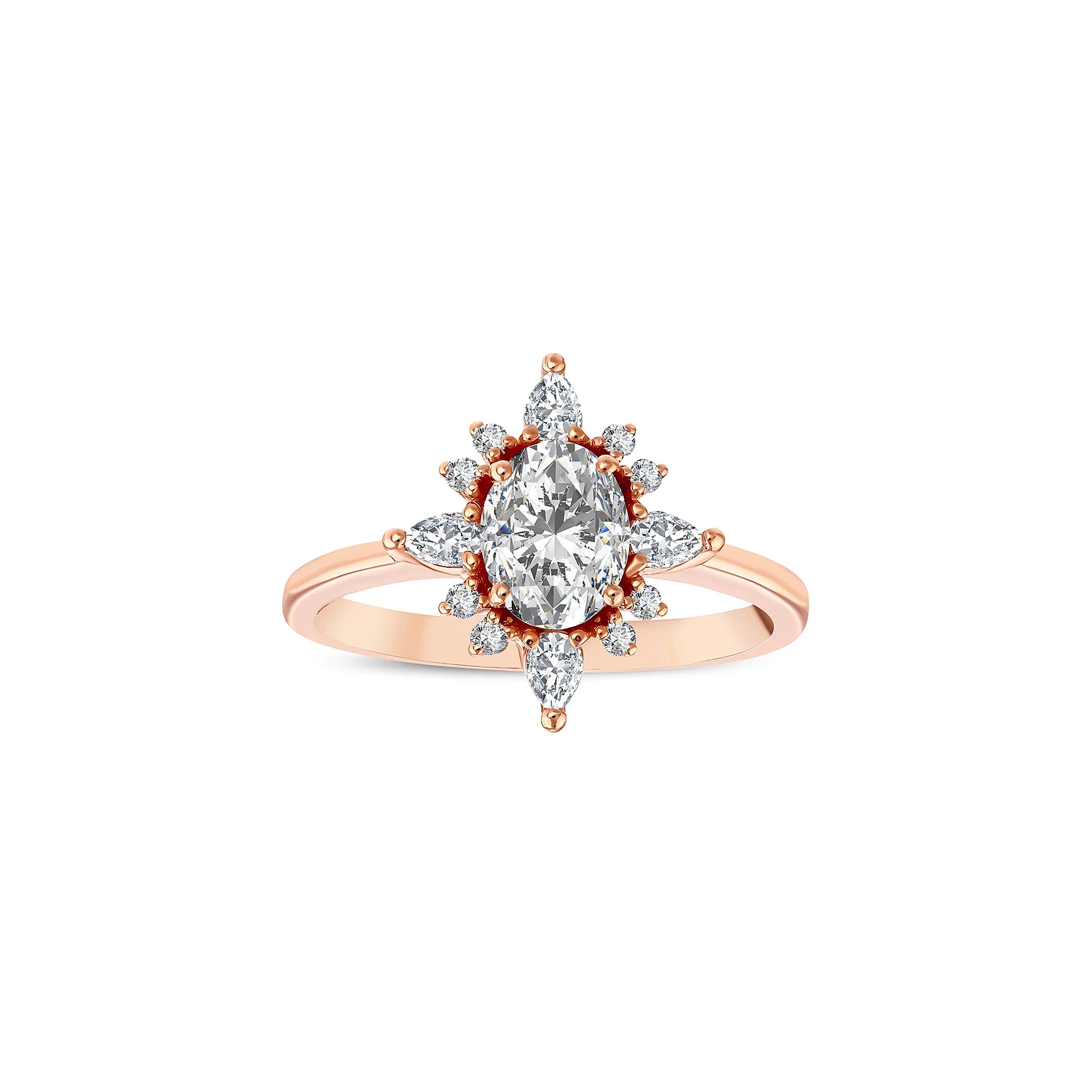 bague de fiançailles diamant vintage ovale 1,27 carat en or rose