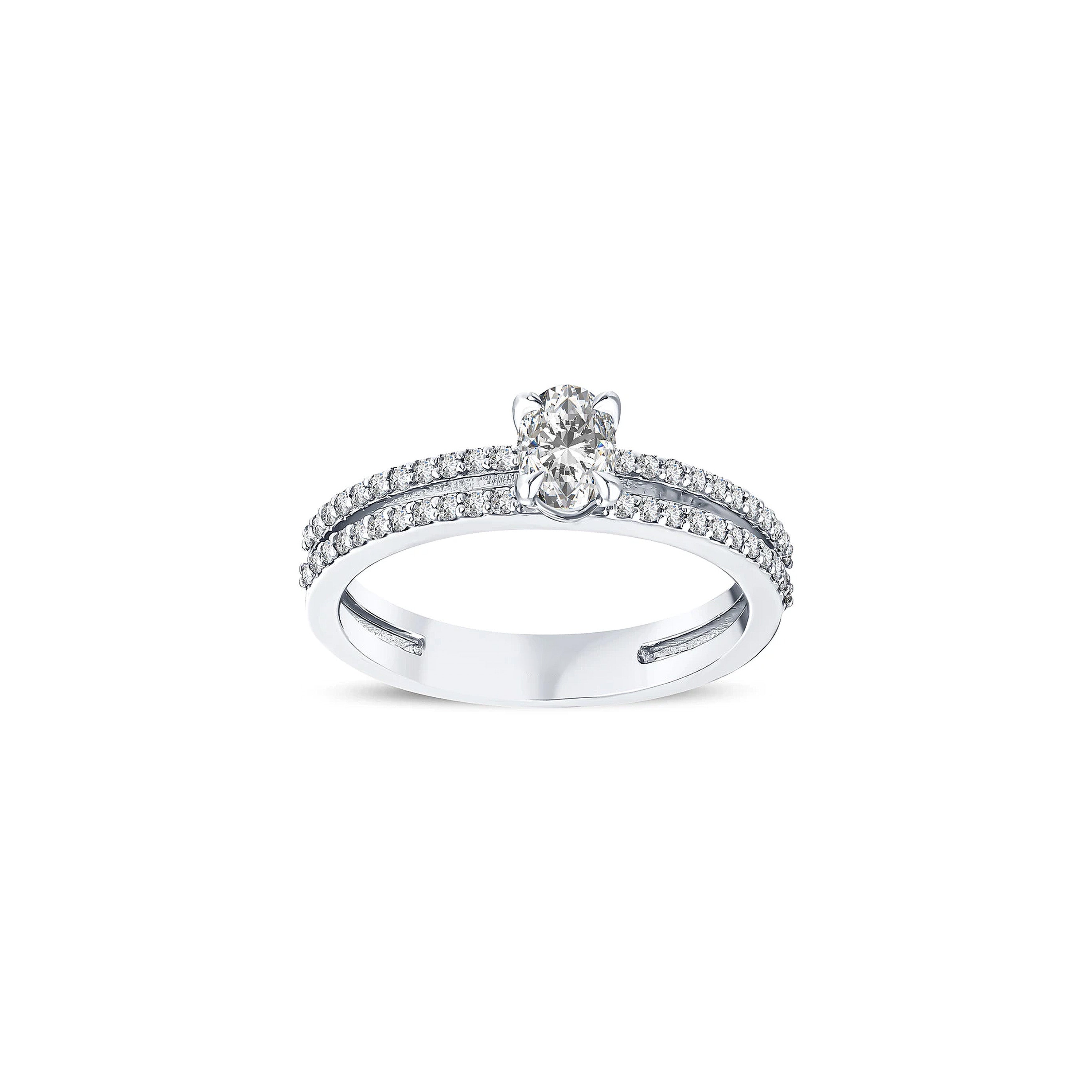 bague de fiançailles diamant ovale 0,58 carat en or blanc