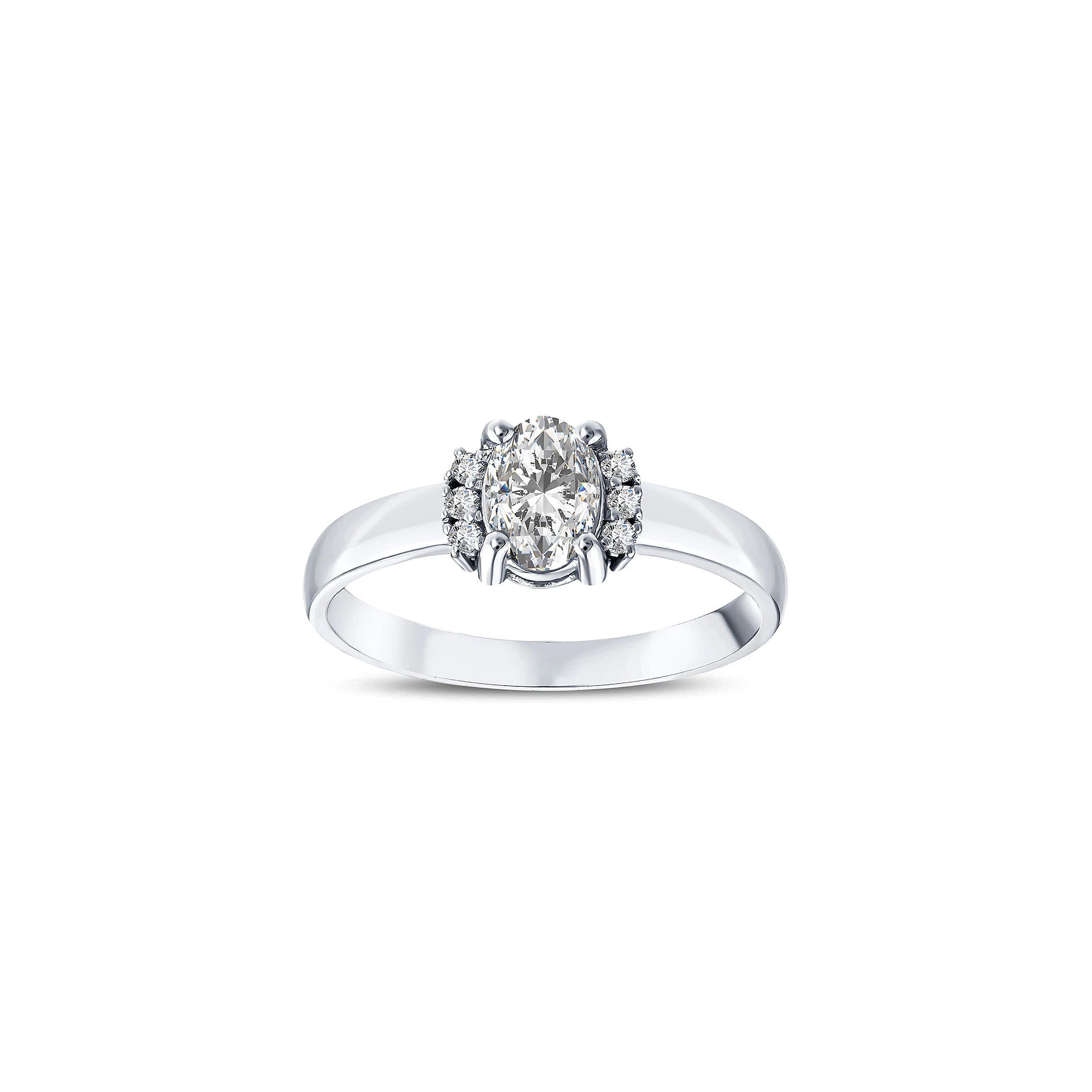 bague de fiançailles diamant ovale 0,58 carat en or blanc