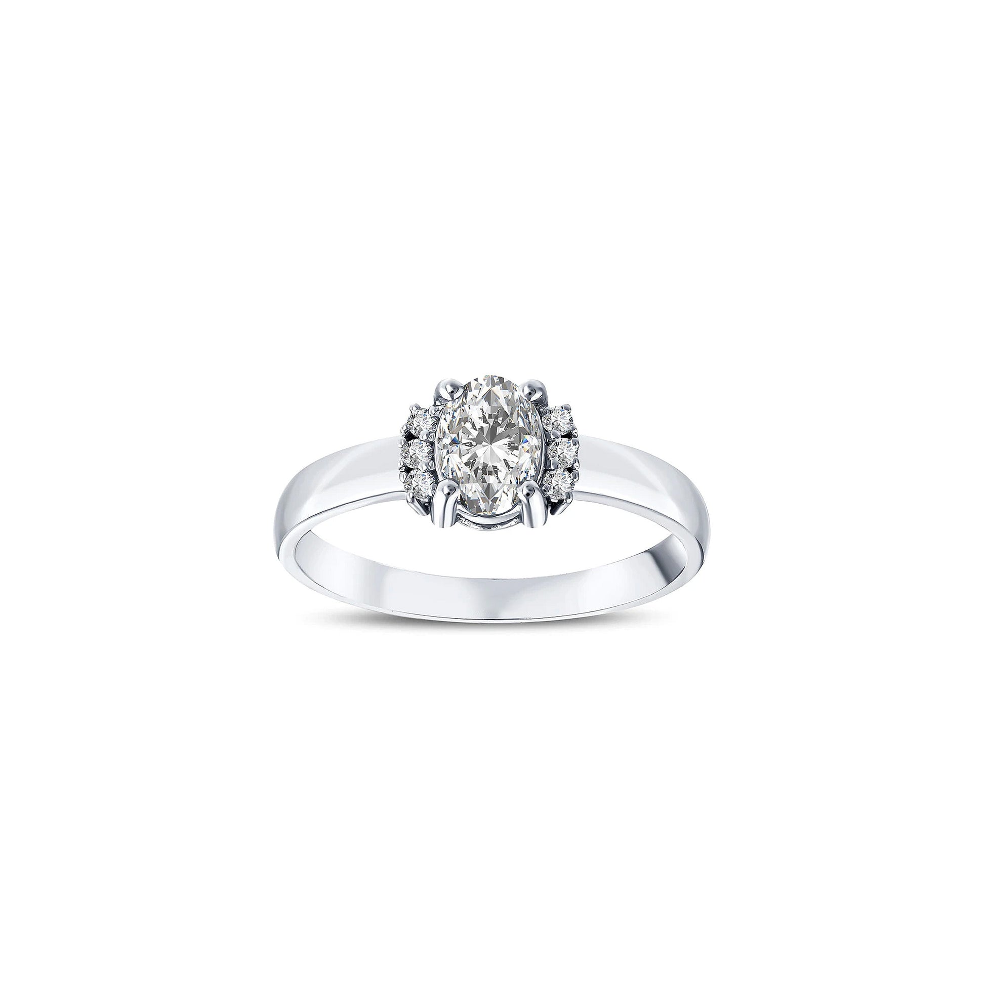 bague de fiançailles diamant ovale 0,58 carat en or blanc
