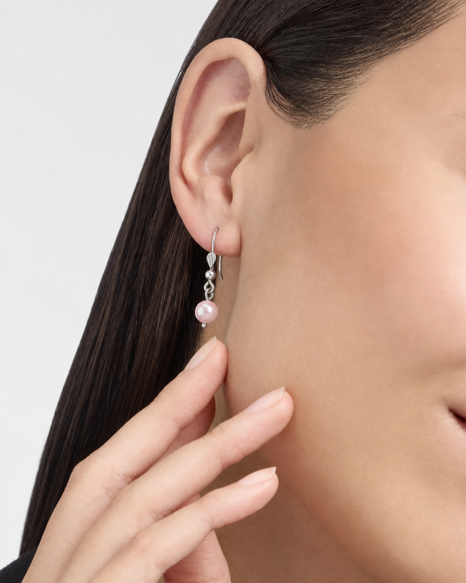 Pendientes de plata con perla rosa