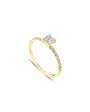 vue de côté bague de fiançailles diamant solitaire princesse 0,43 carat en or jaune