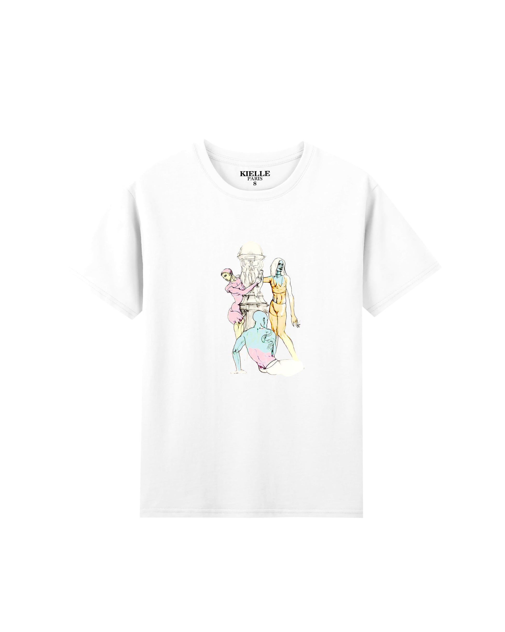 Camiseta unisex blanca con estampado gráfico de arte renacentista