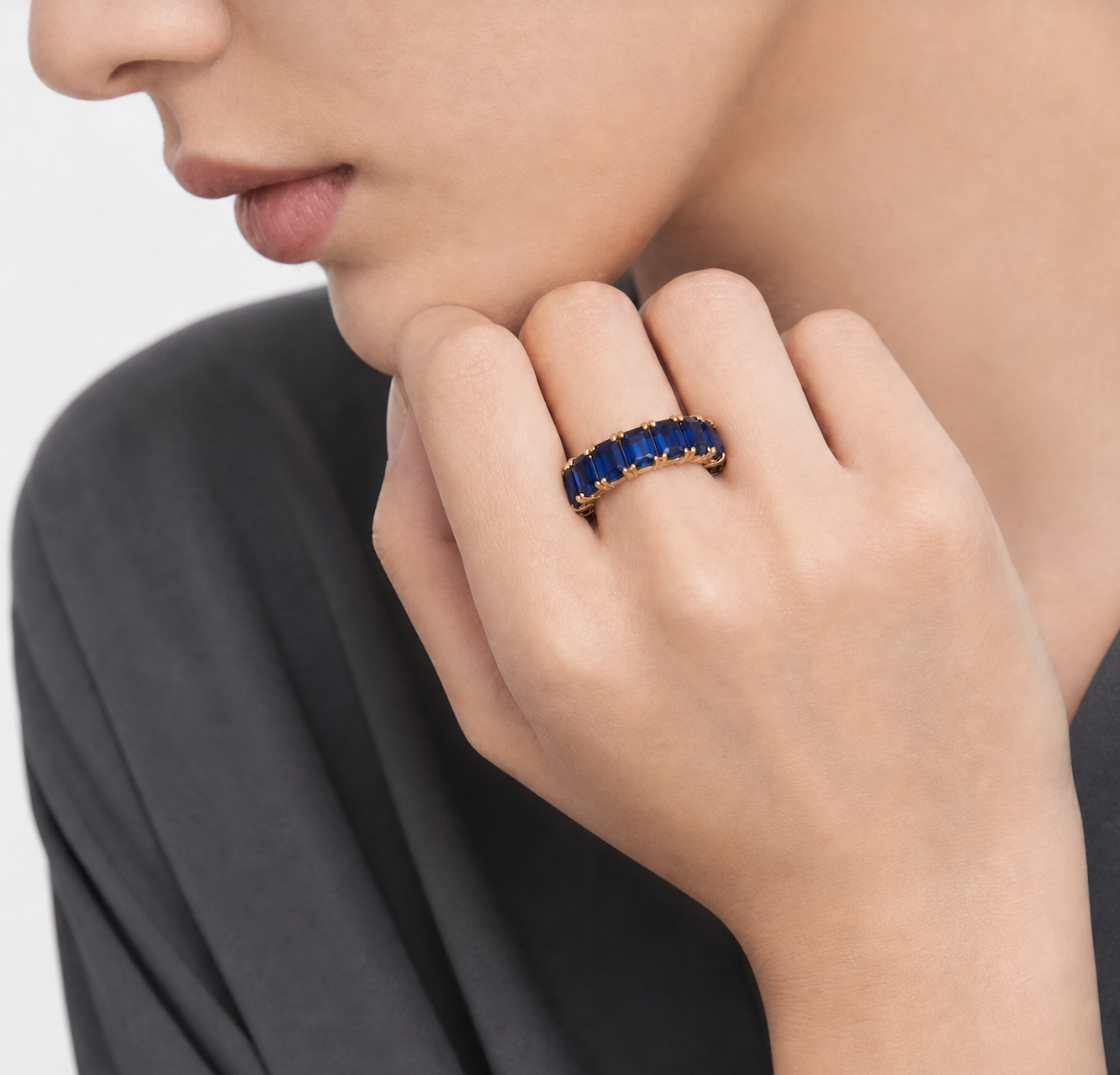Bague d'Éternité - Saphir de laboratoire