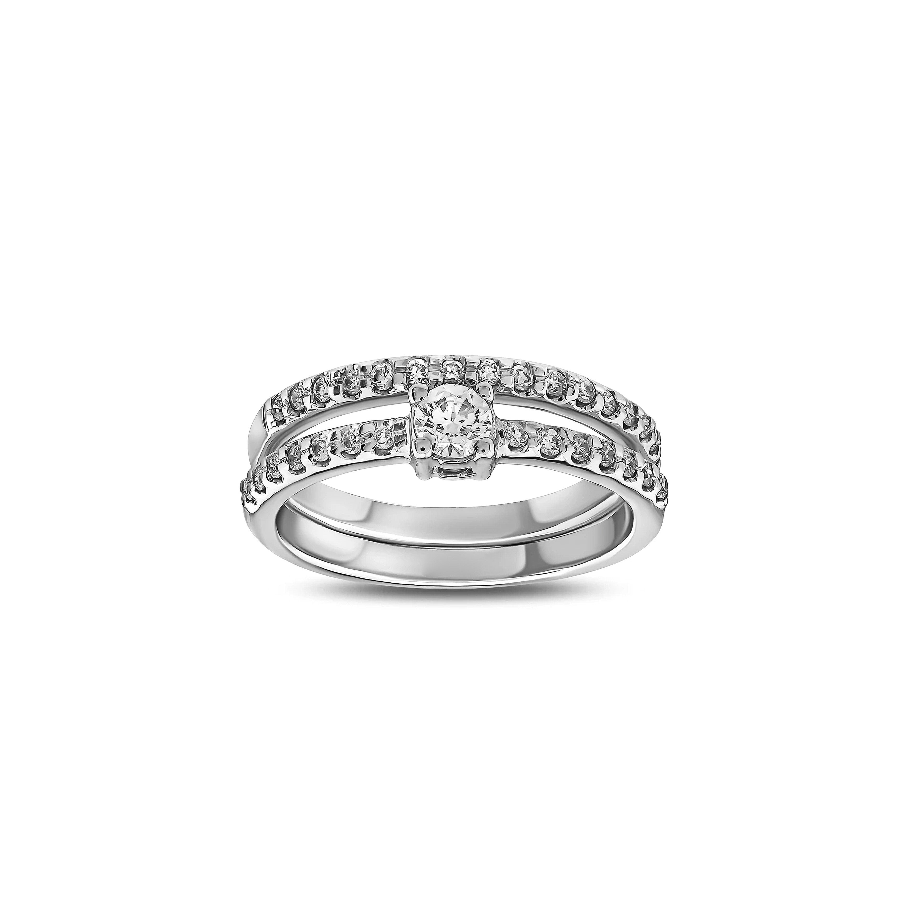 bague de fiançailles diamant rond 0,54 carat en or blanc