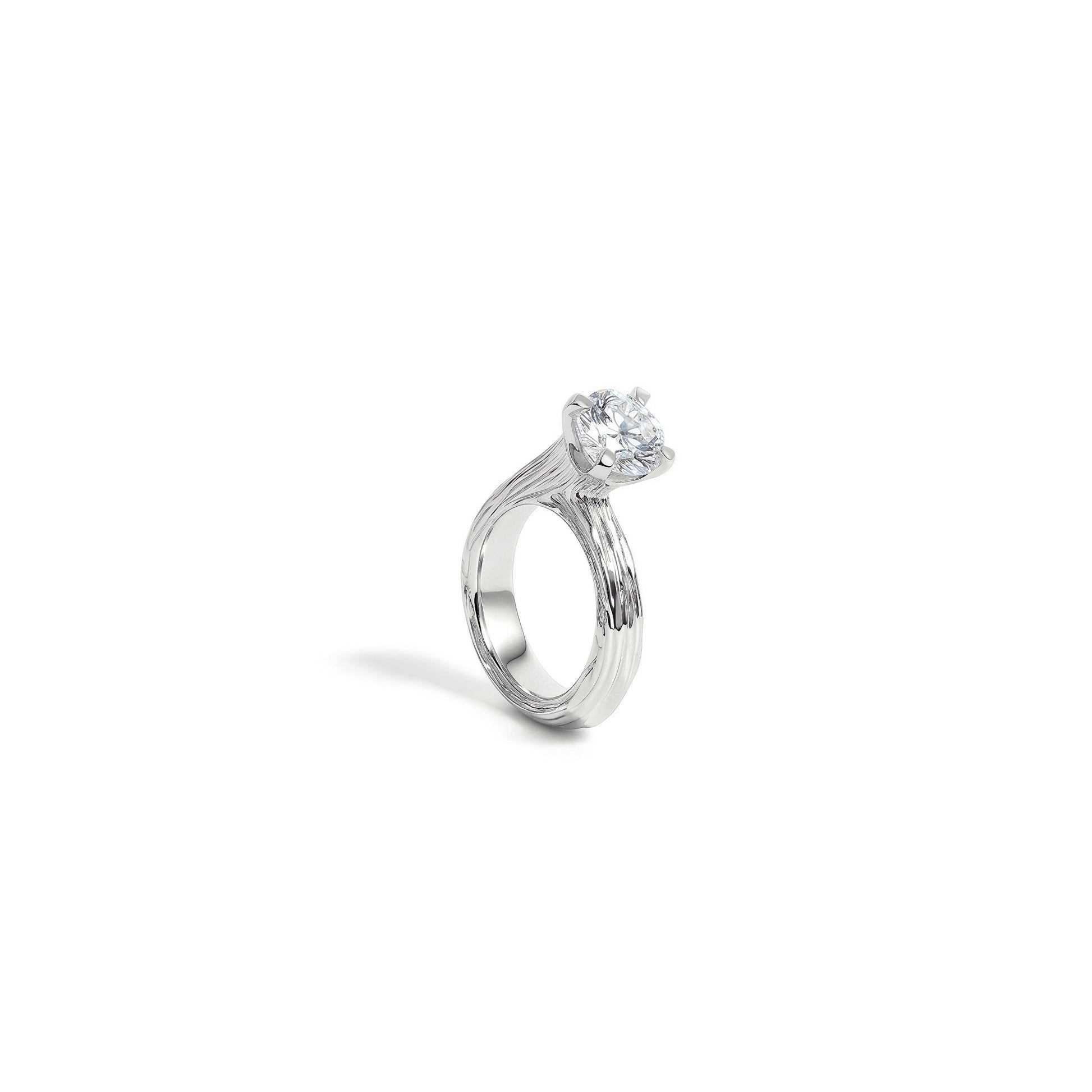 Bague Tulipe diamant en 14k or blanc 