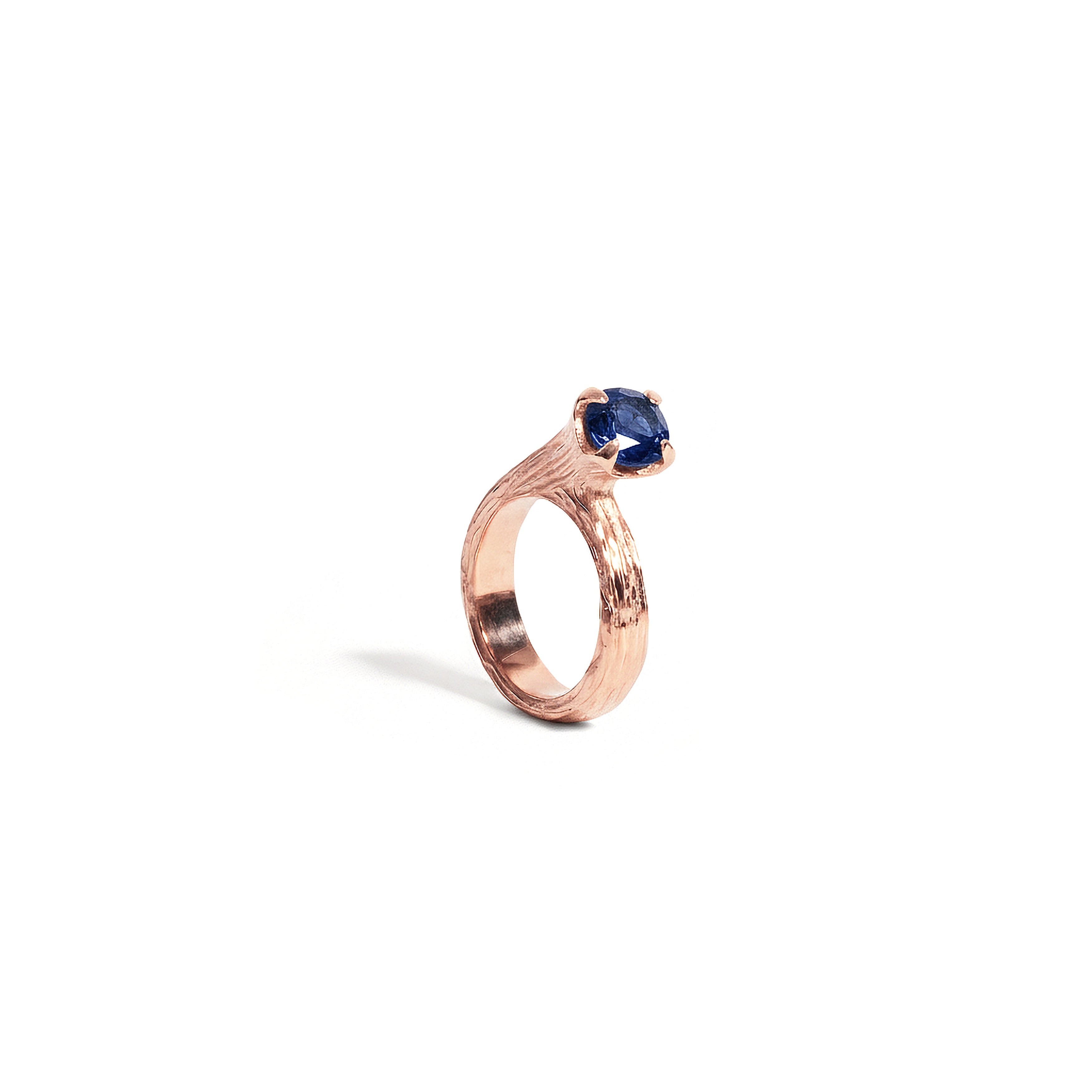 Bague Tulipe saphir en 14k or rose