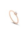 vue de côté bague de fiançailles diamant solitaire rond 0,07 carat en or rose