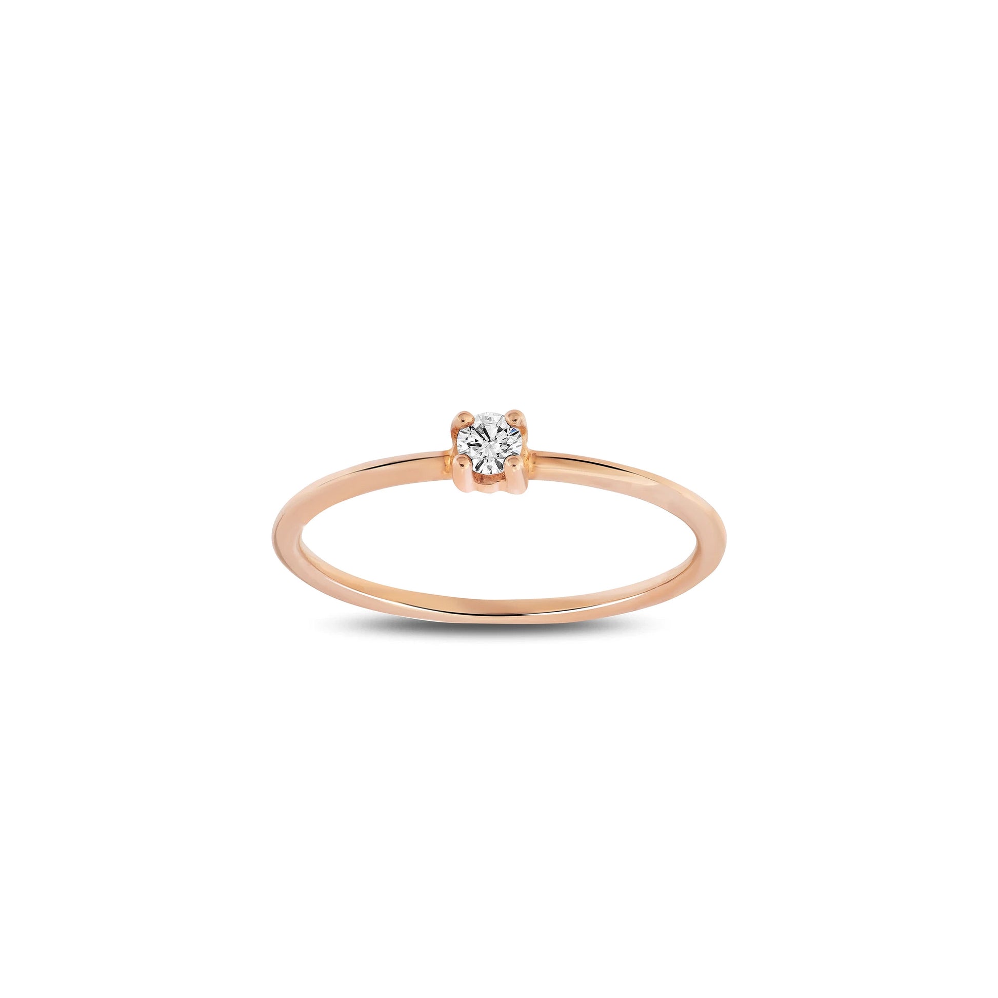 bague de fiançailles diamant solitaire rond 0,07 carat en or rose