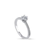 vue de côté bague de fiançailles diamant solitaire rond 0,41 carat en or blanc