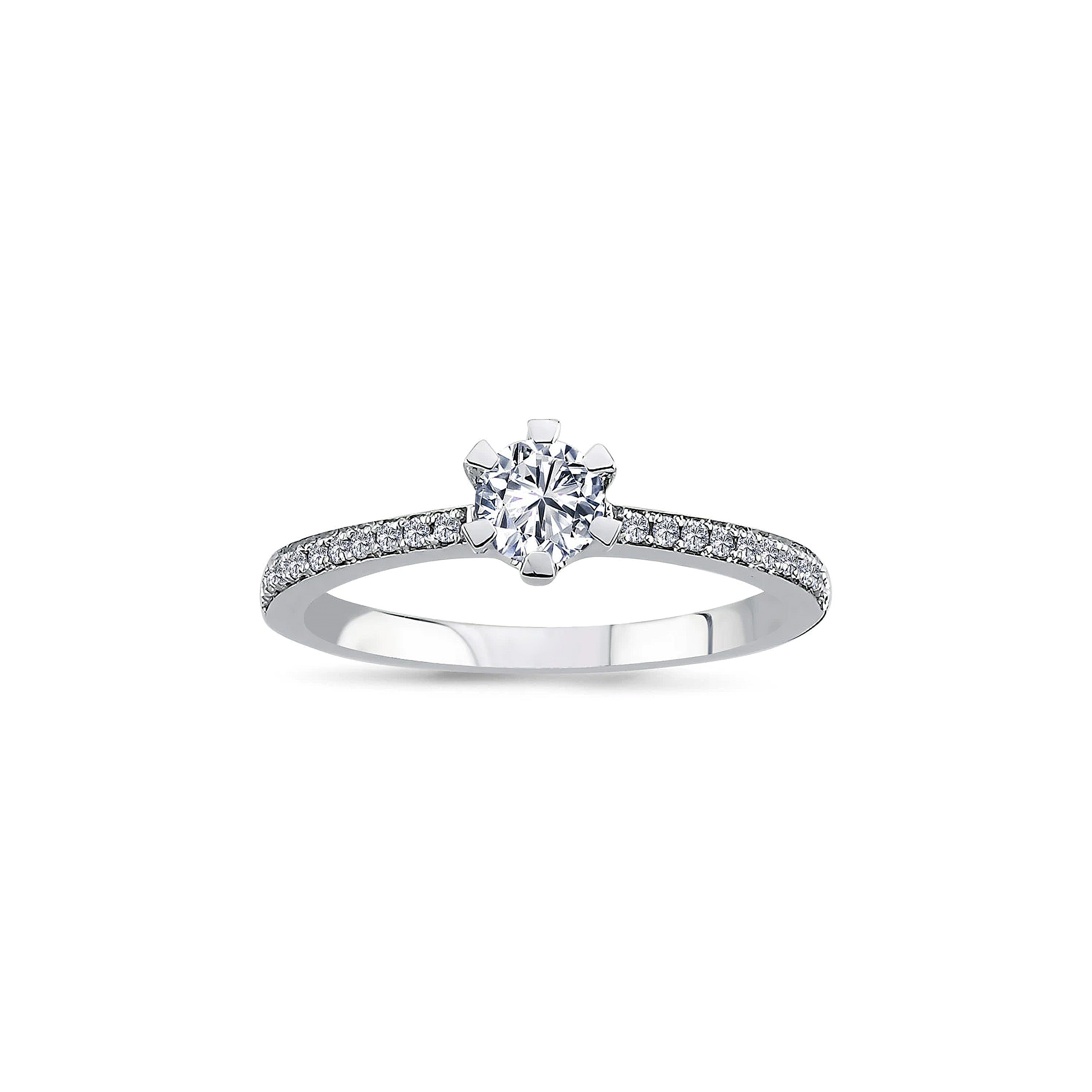 bague de fiançailles diamant solitaire rond 0,41 carat en or blanc