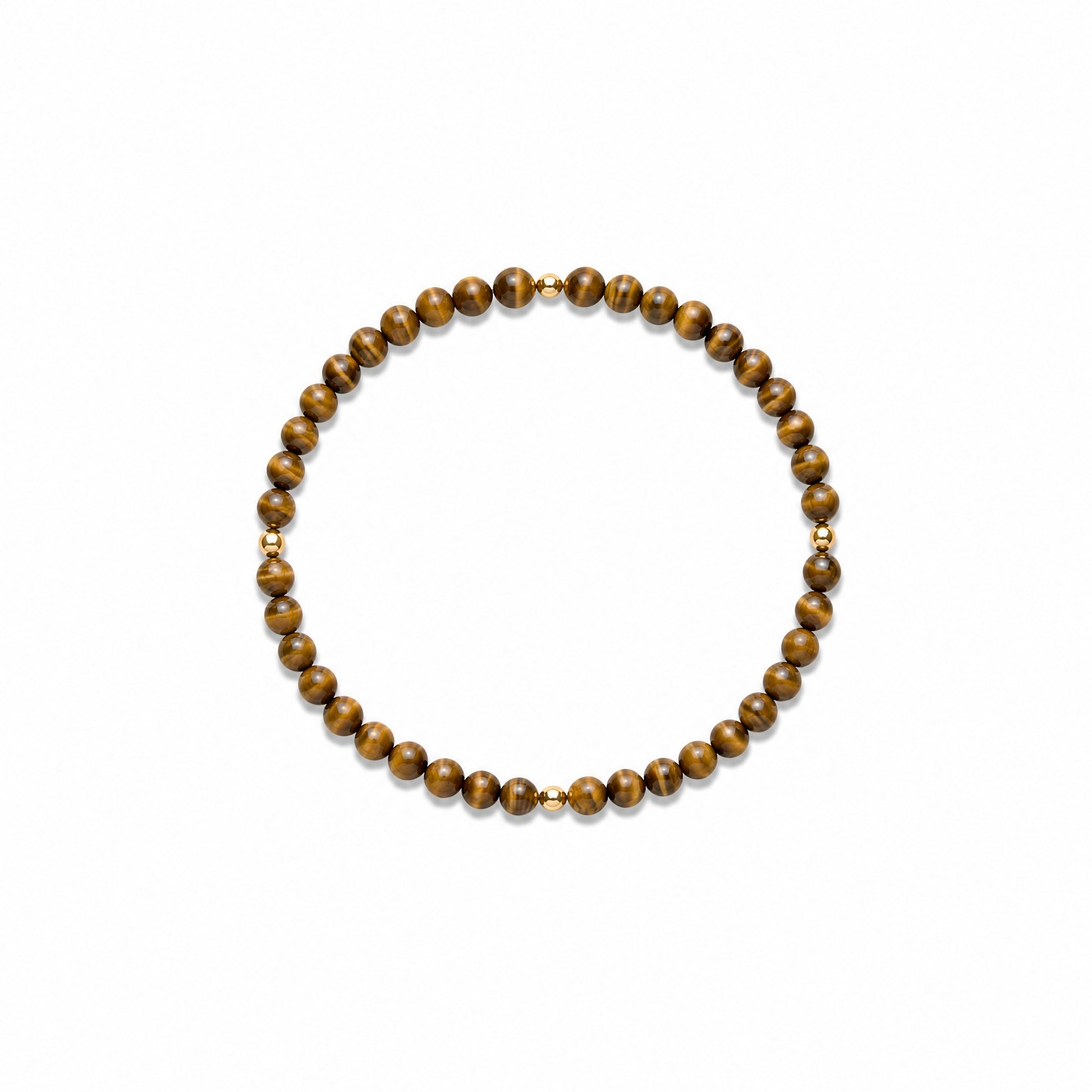 Pulsera de ojo de tigre y oro de 14K