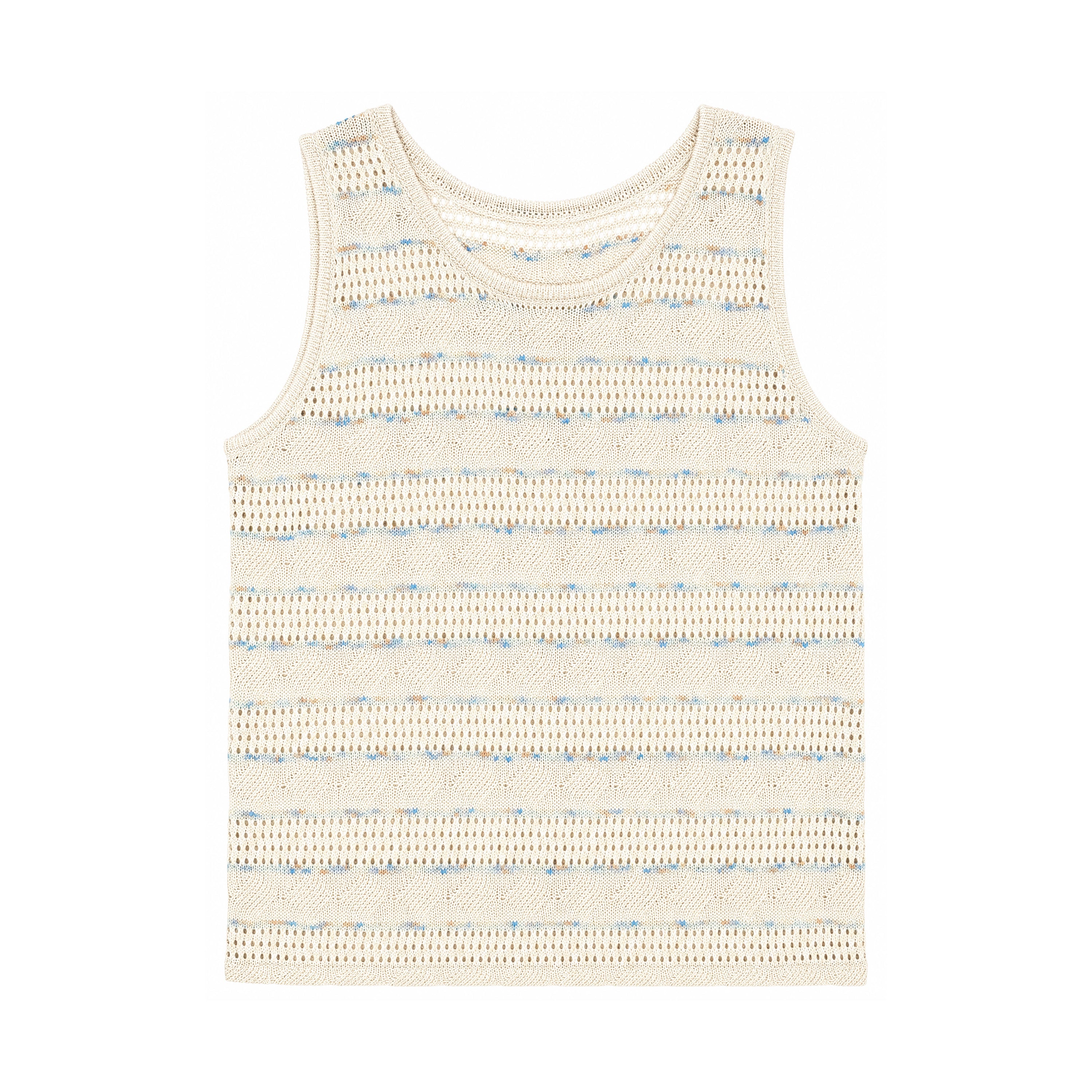 Top de punto calado a rayas beige