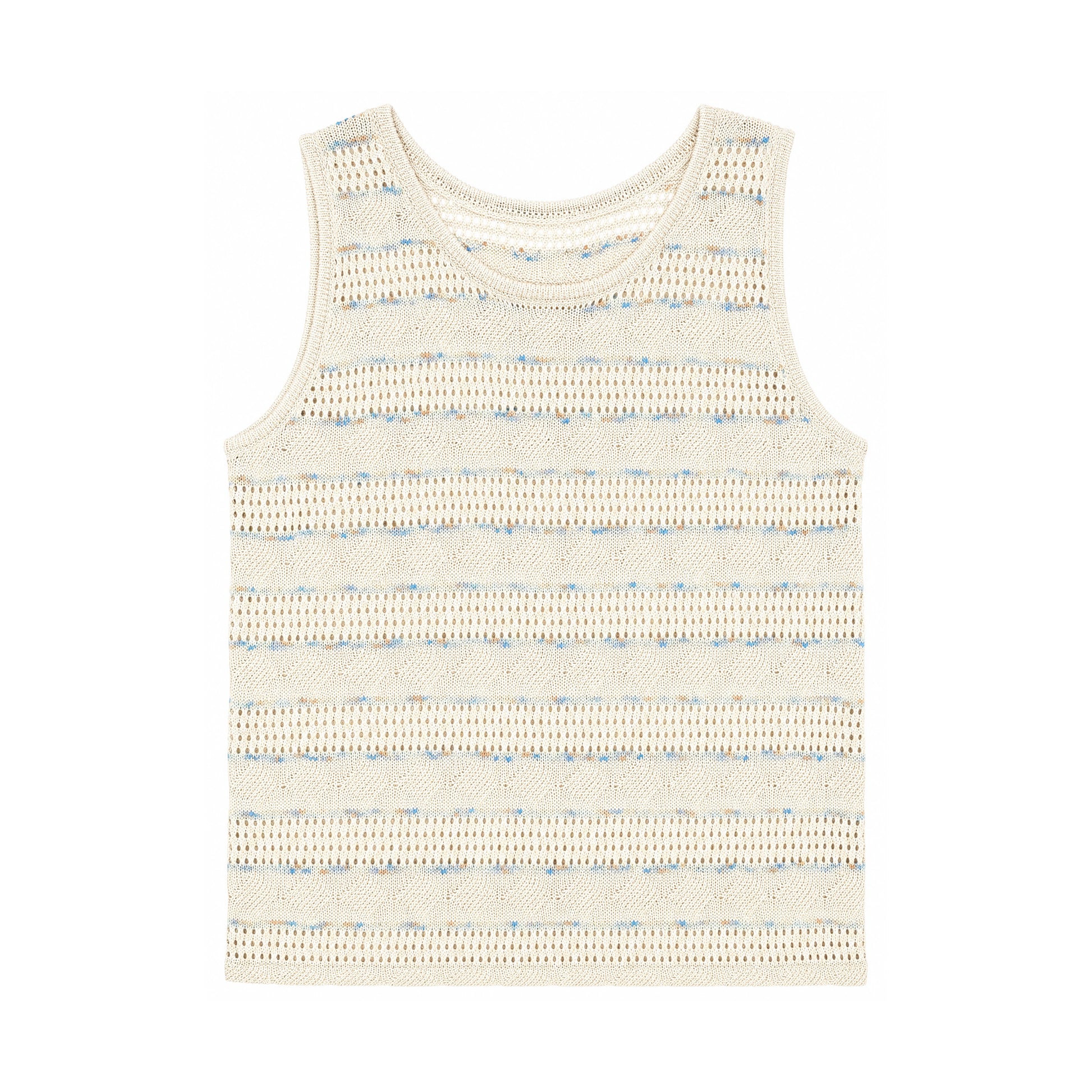 Top de punto calado a rayas beige