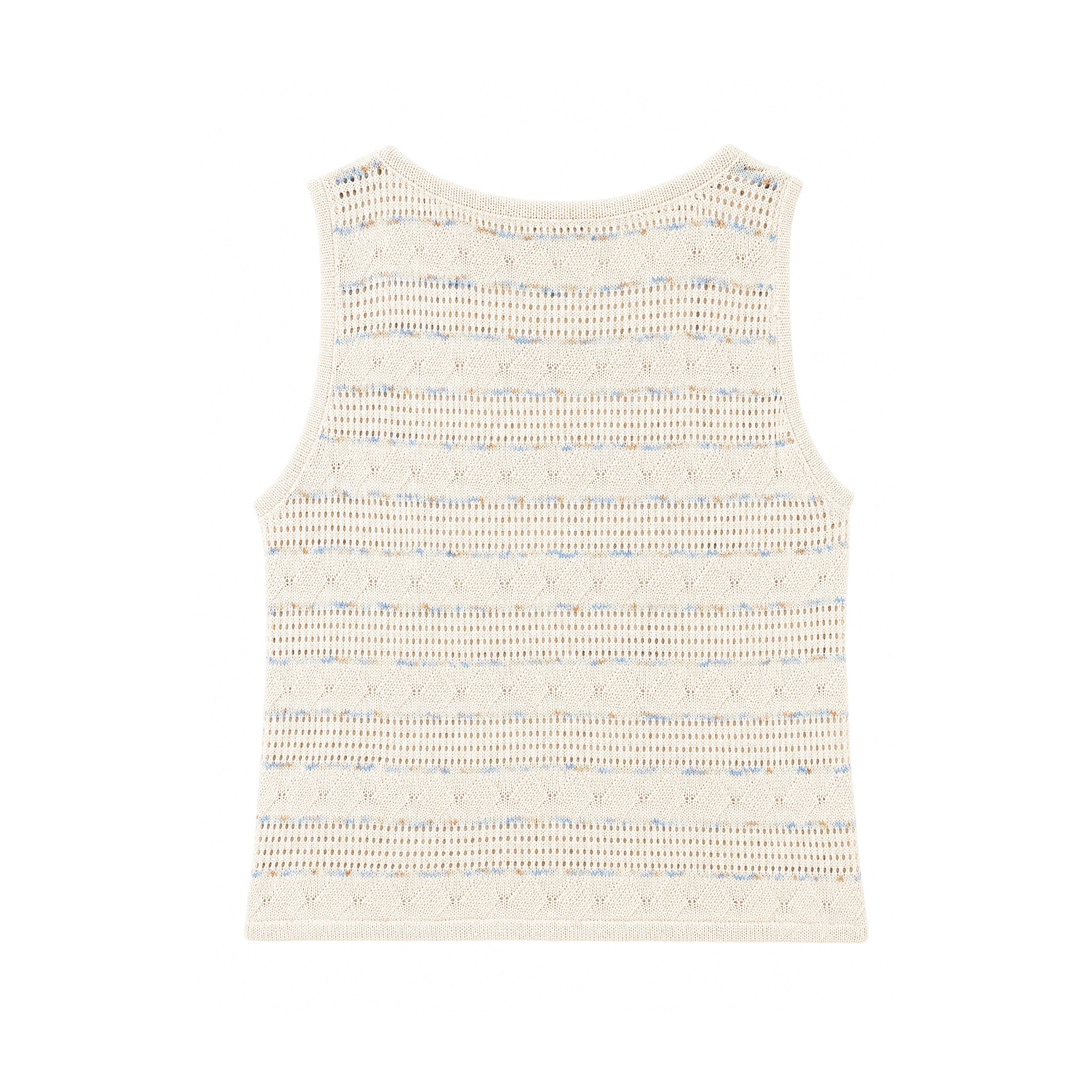 Top de punto calado a rayas beige