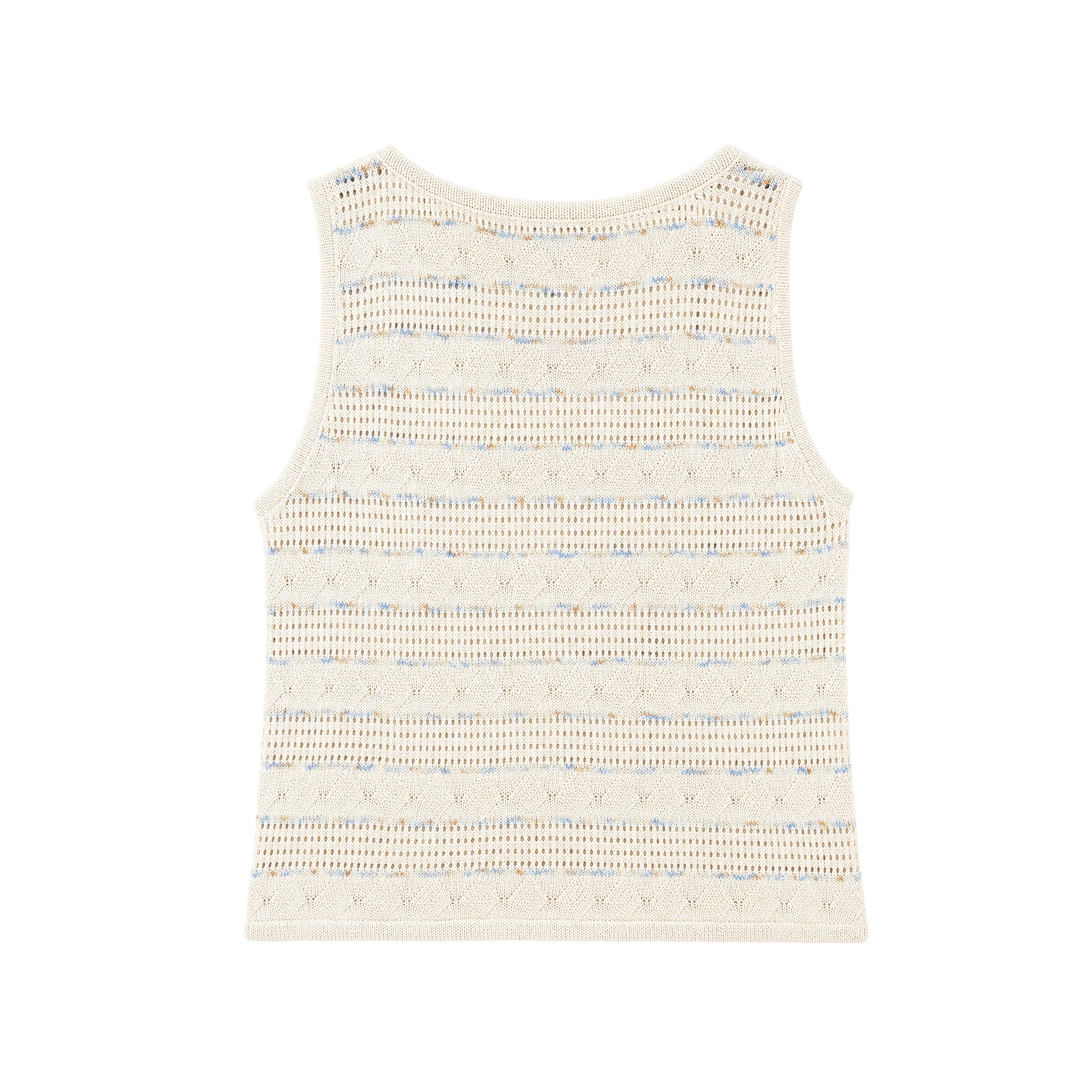 Top de punto calado a rayas beige