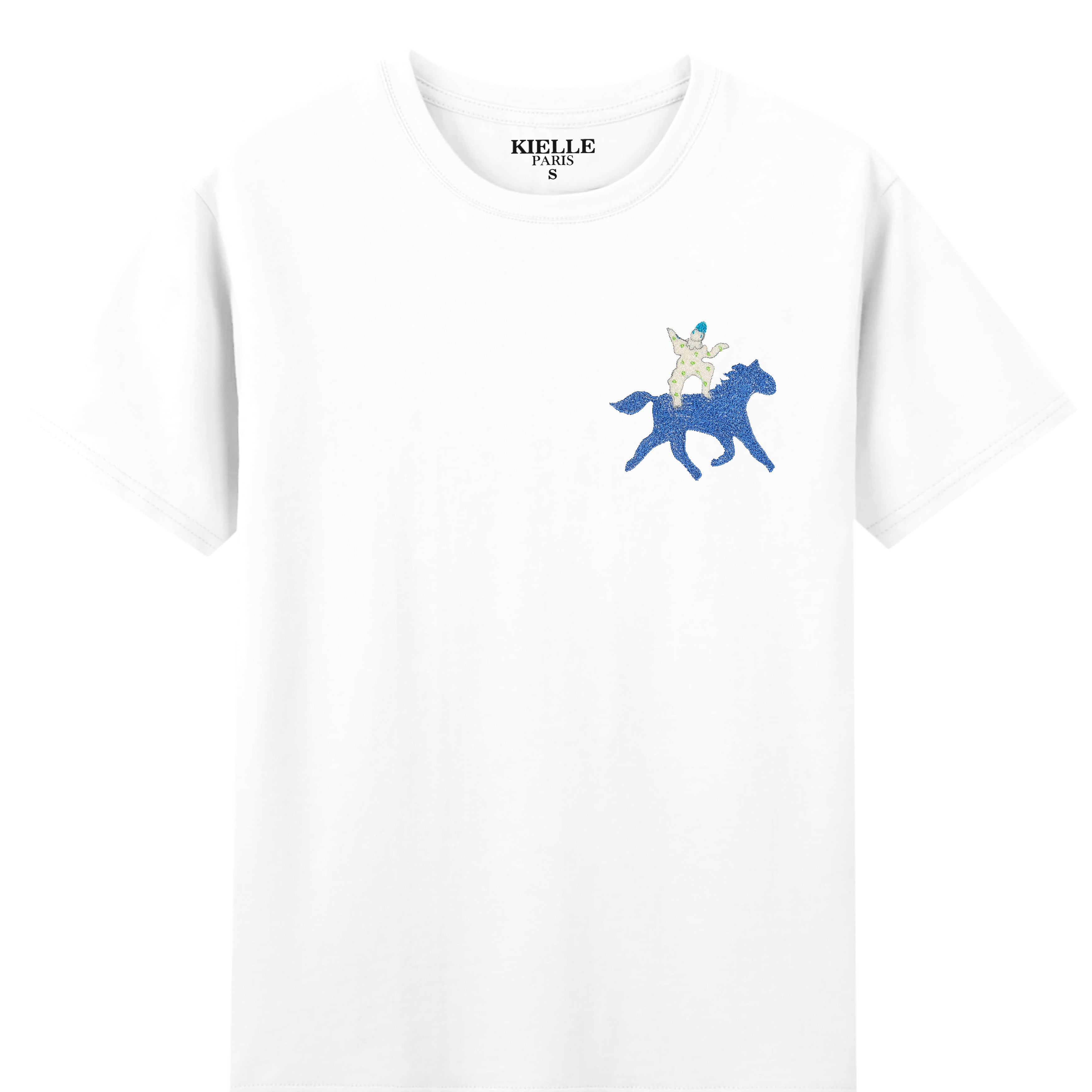 "Cavalier Fantasque" Embroidered White Unisex T-Shirt