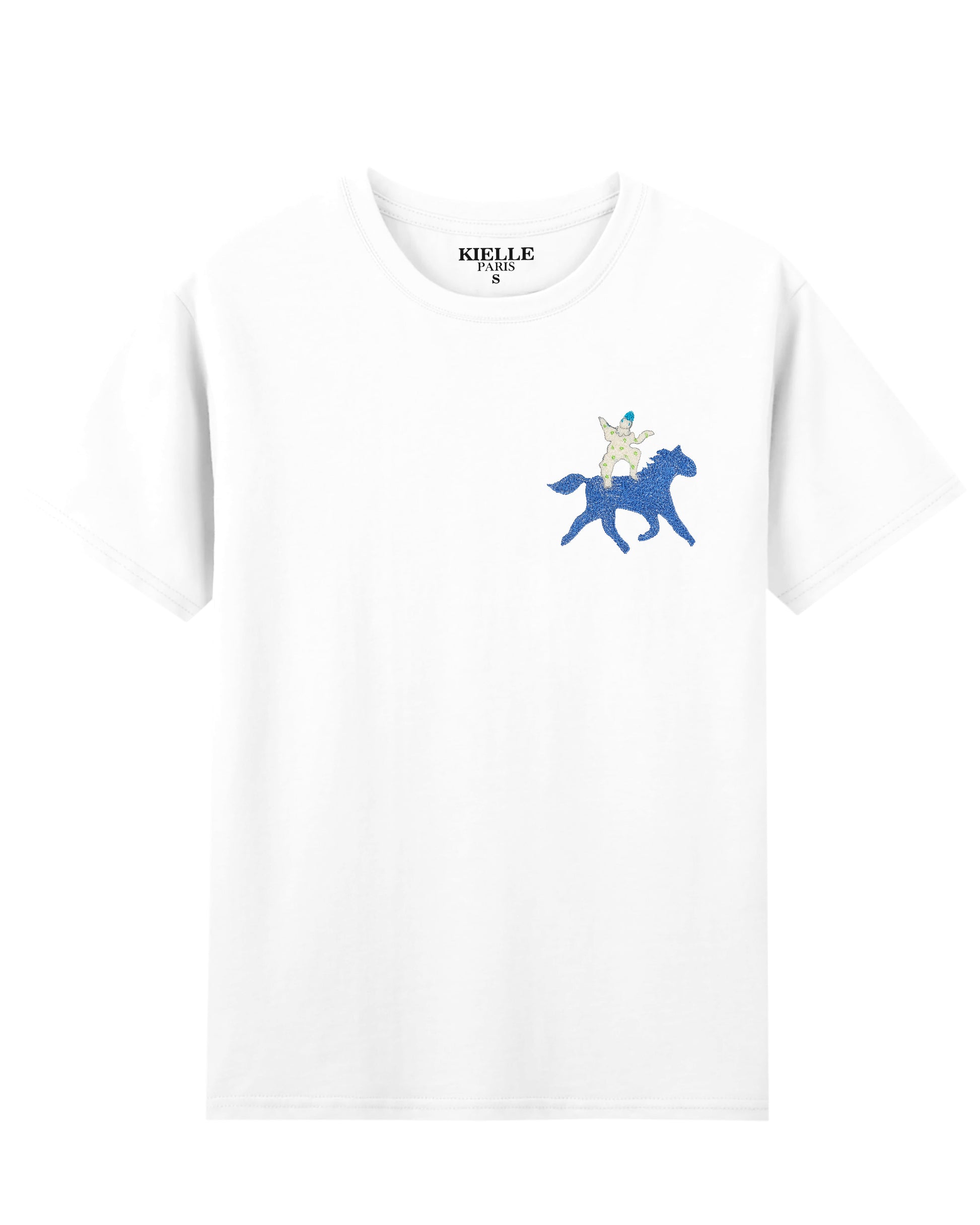 "Cavalier Fantasque" Embroidered White Unisex T-Shirt
