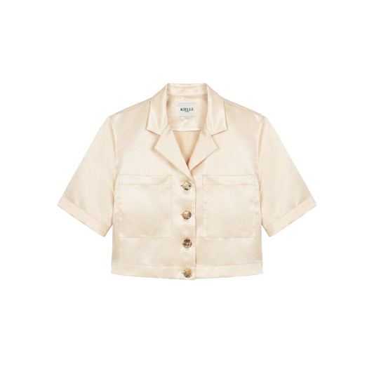 Champagne Silk Short-Sleeved Shirt