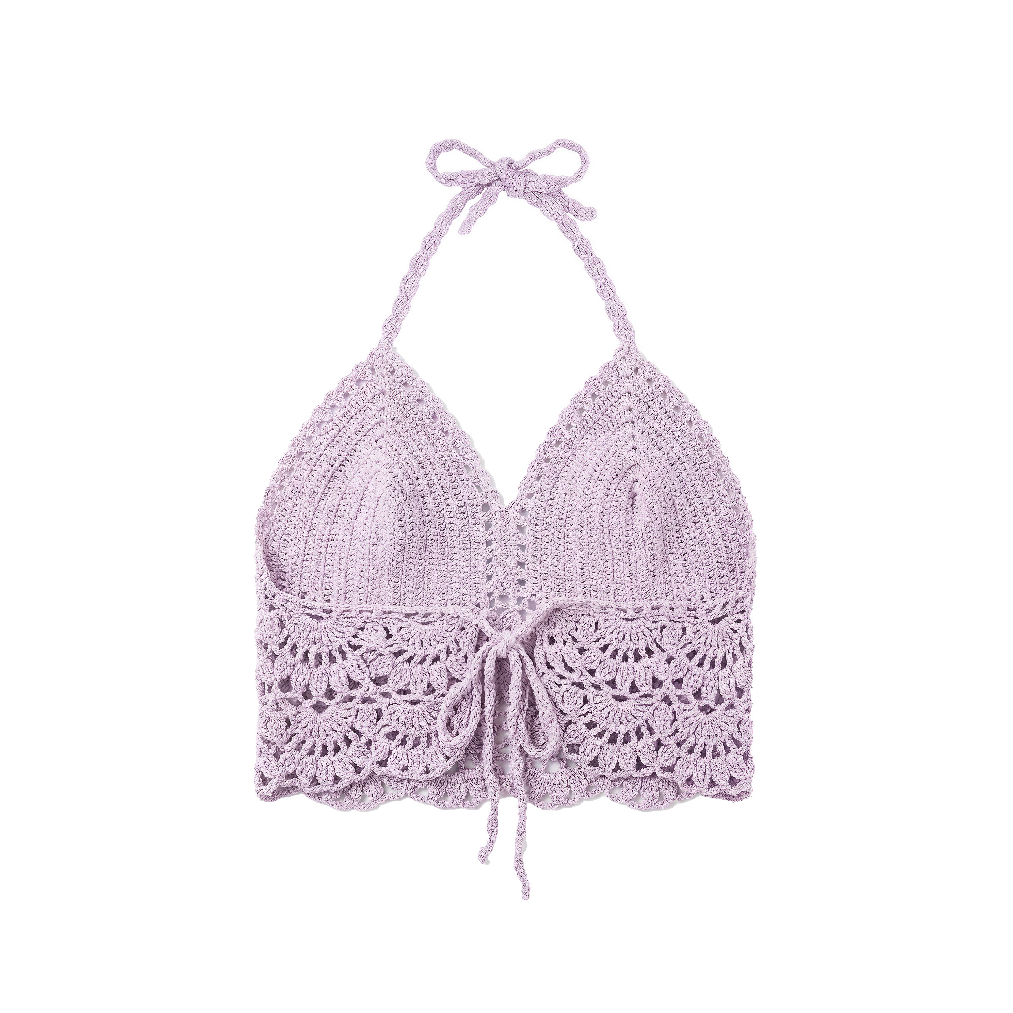 Top à col halter en crochet violet pâle