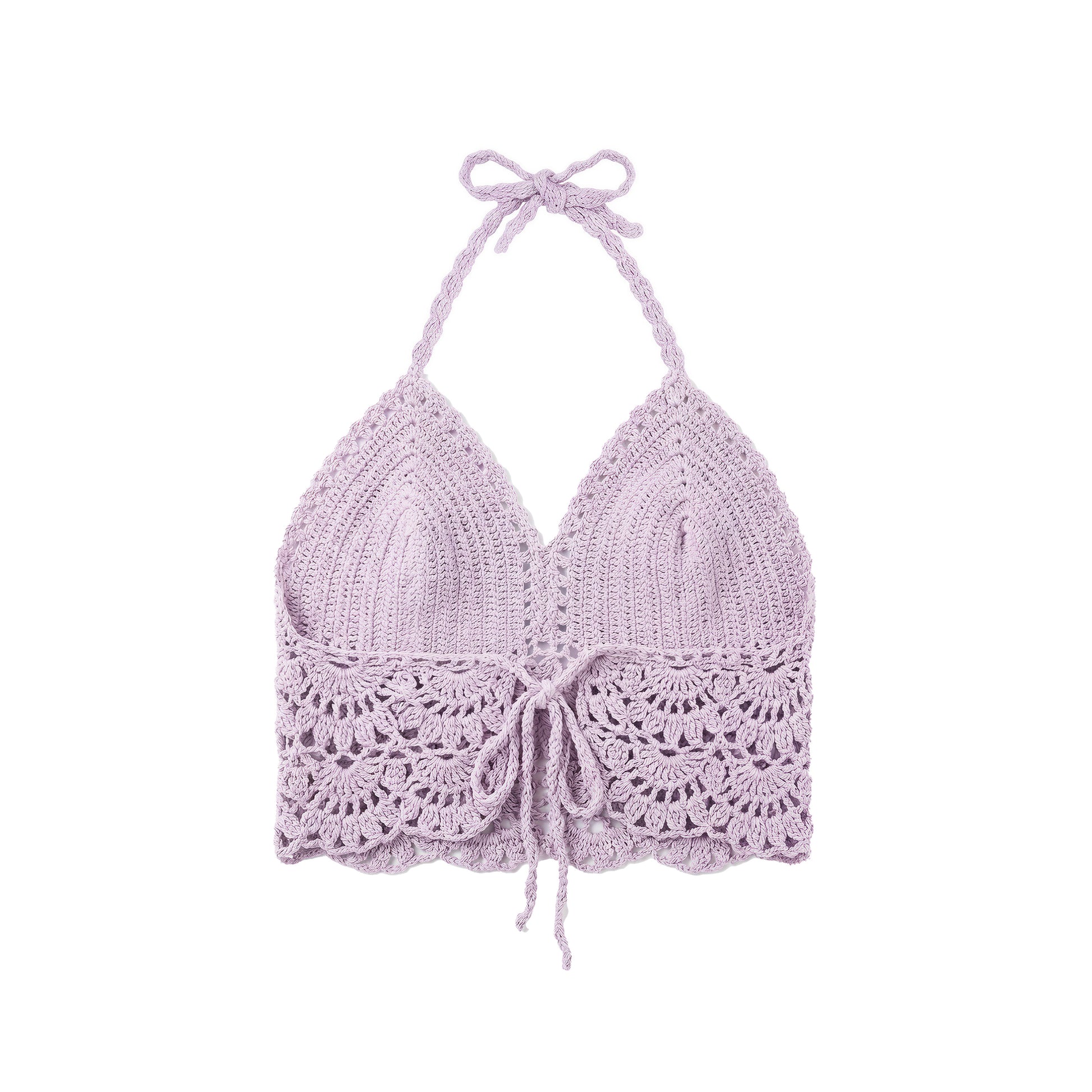 Top à col halter en crochet violet pâle