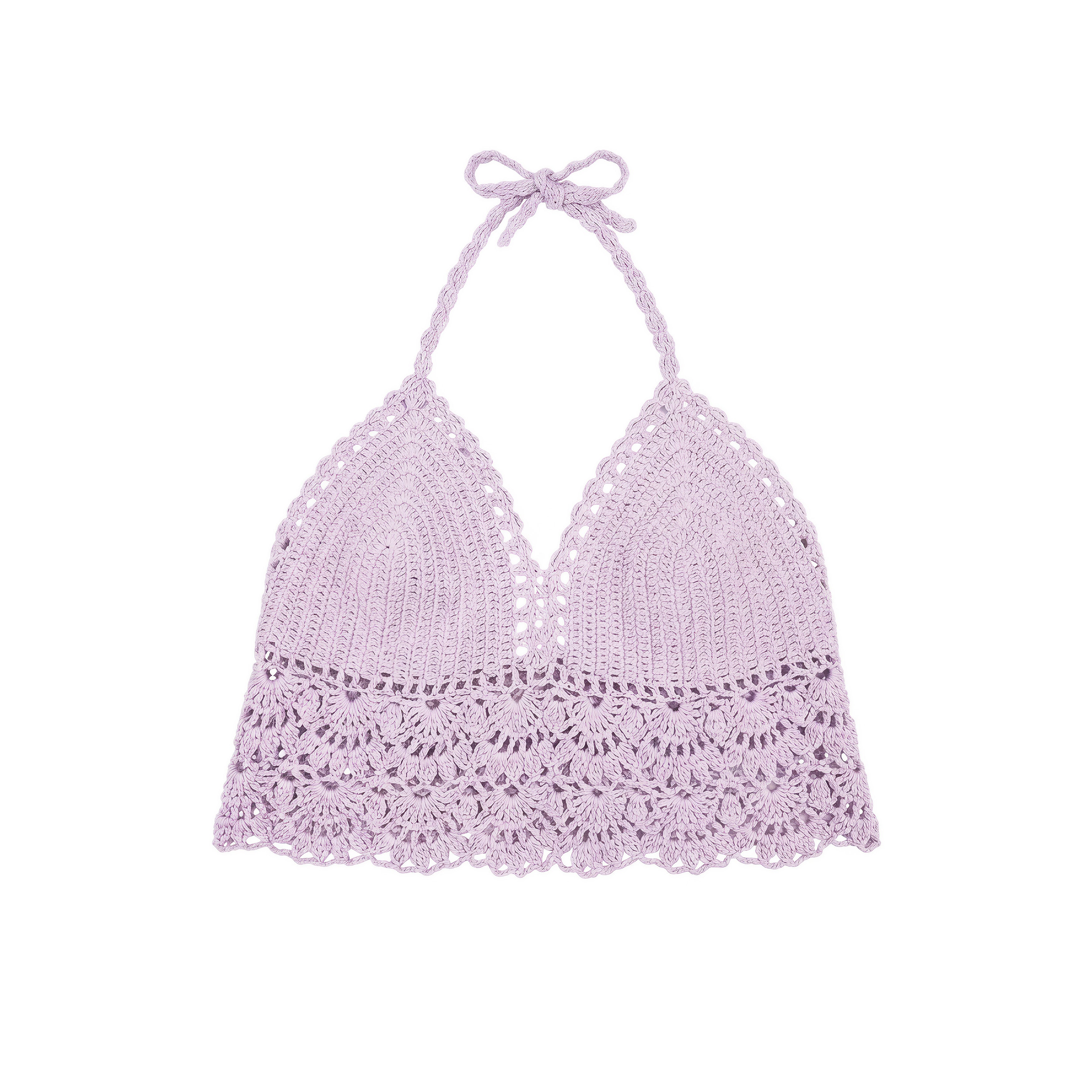 Top à col halter en crochet violet pâle