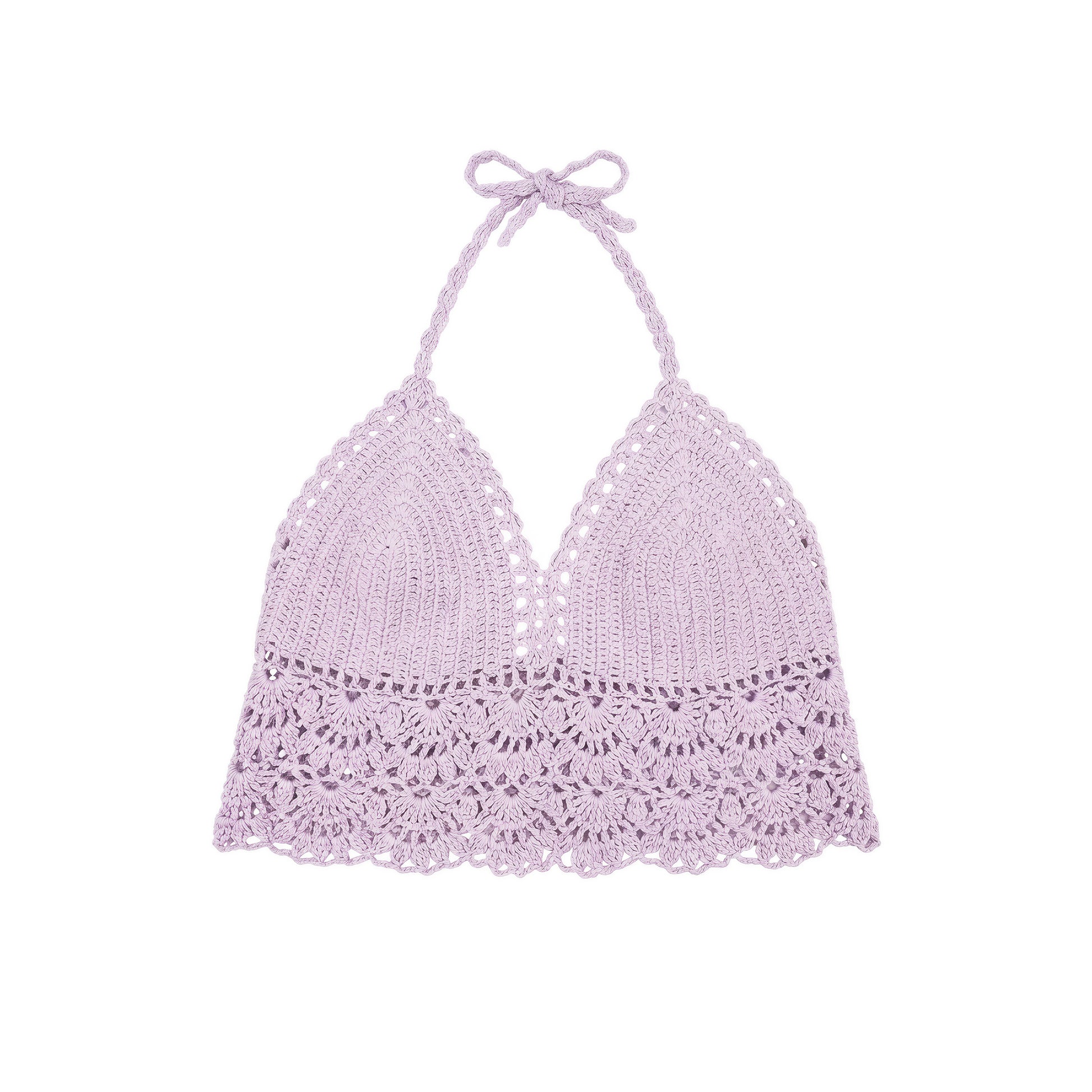 Top à col halter en crochet violet pâle
