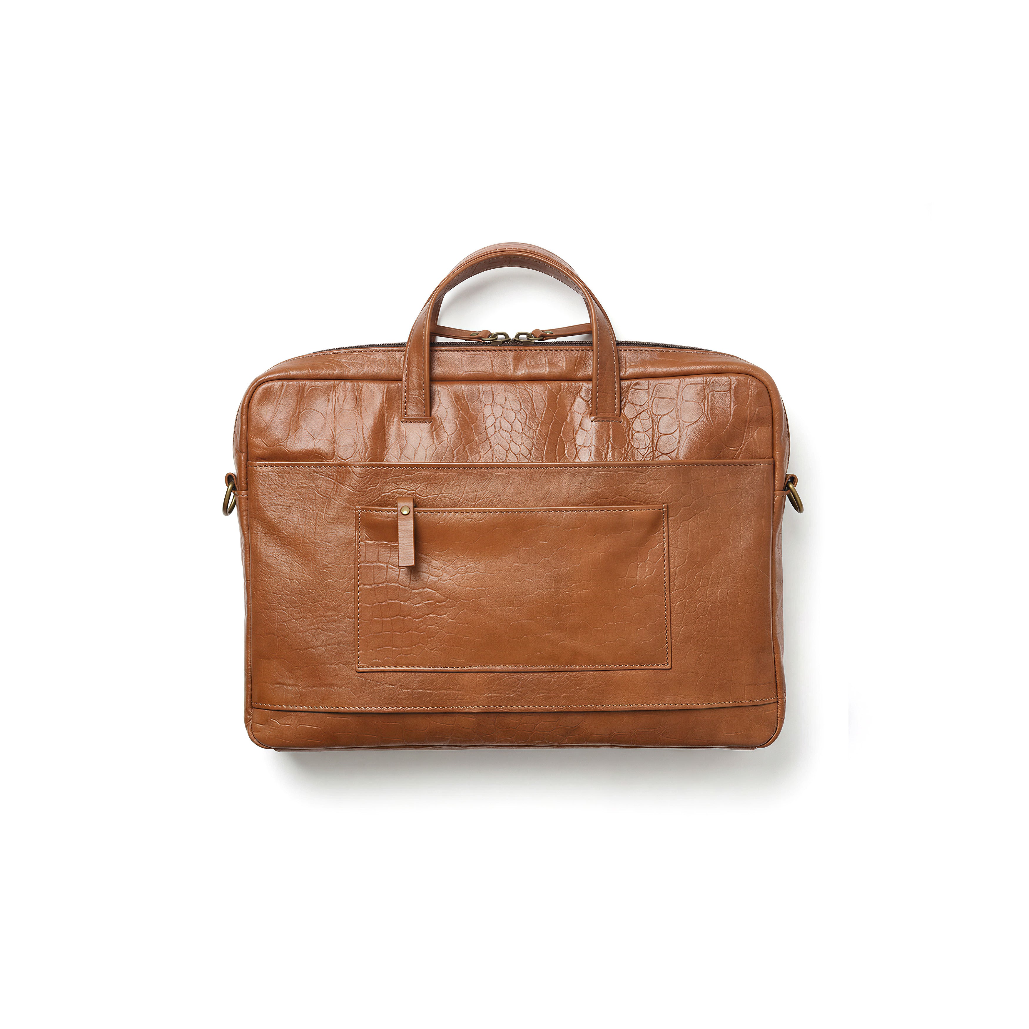 Sac pour ordinateur portable cognac embossé effet Caïman