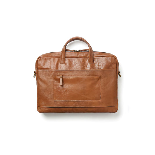 Cognac Caiman Leather Executive Briefcase