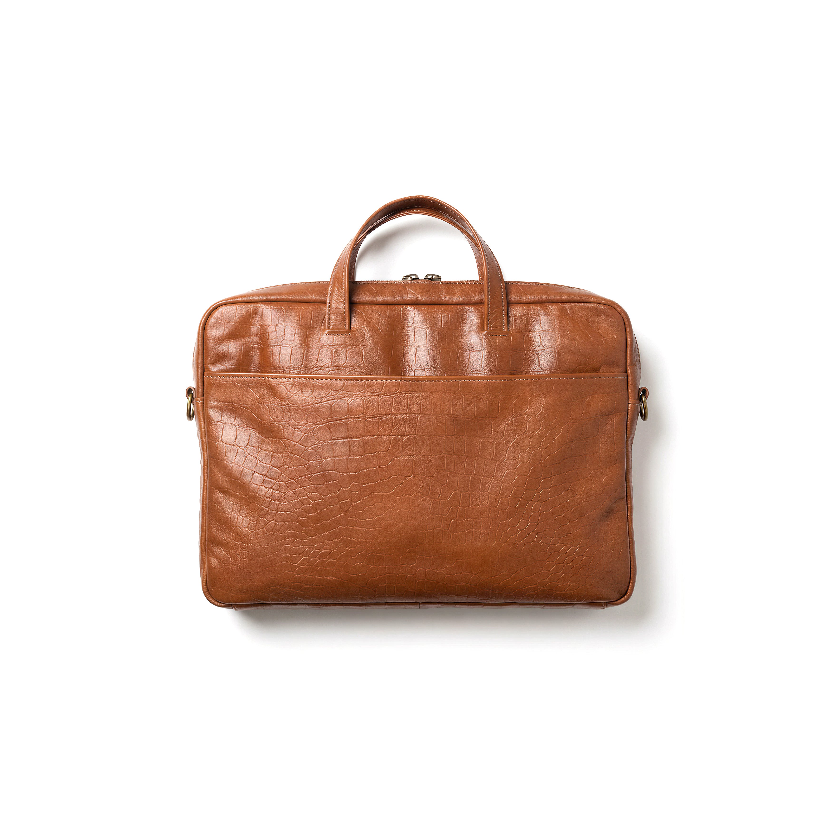 Sac pour ordinateur portable cognac embossé effet Caïman