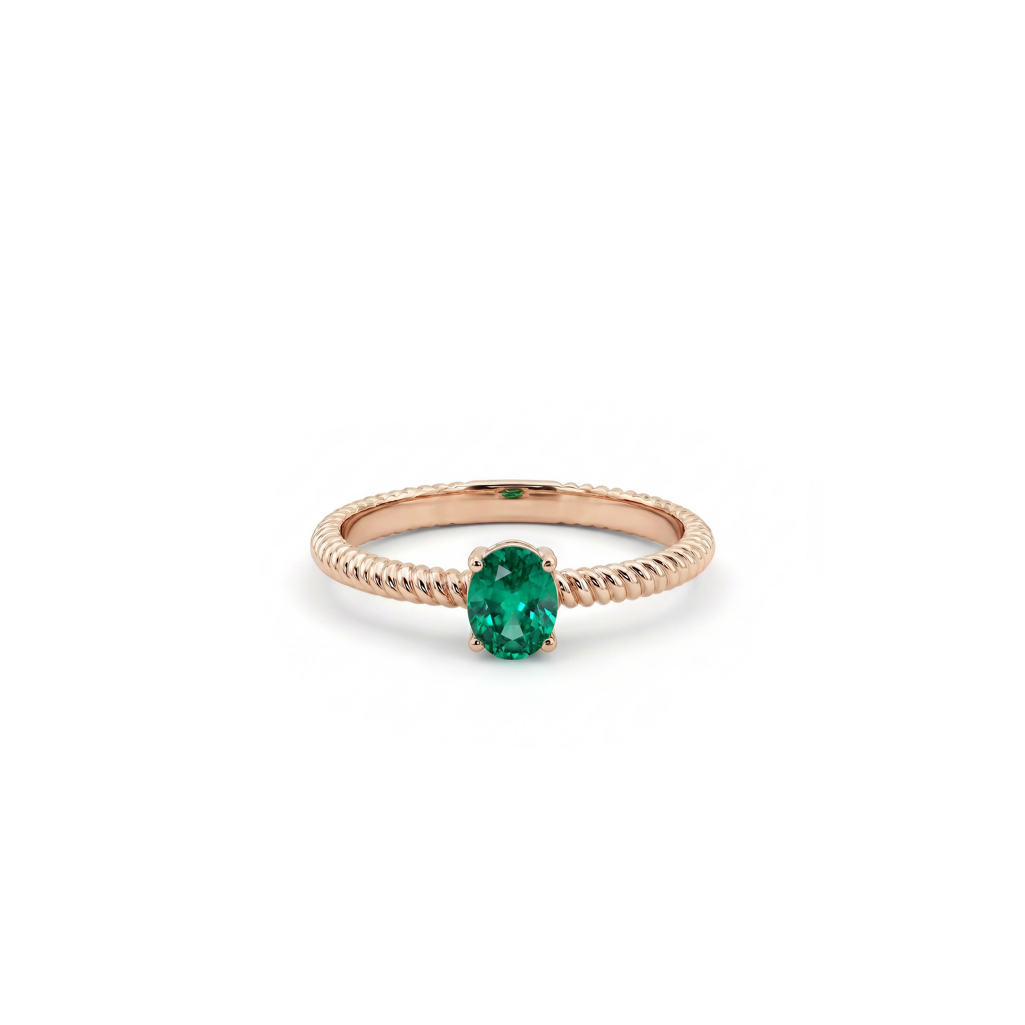 Twisted 14K Gold Emerald Ring