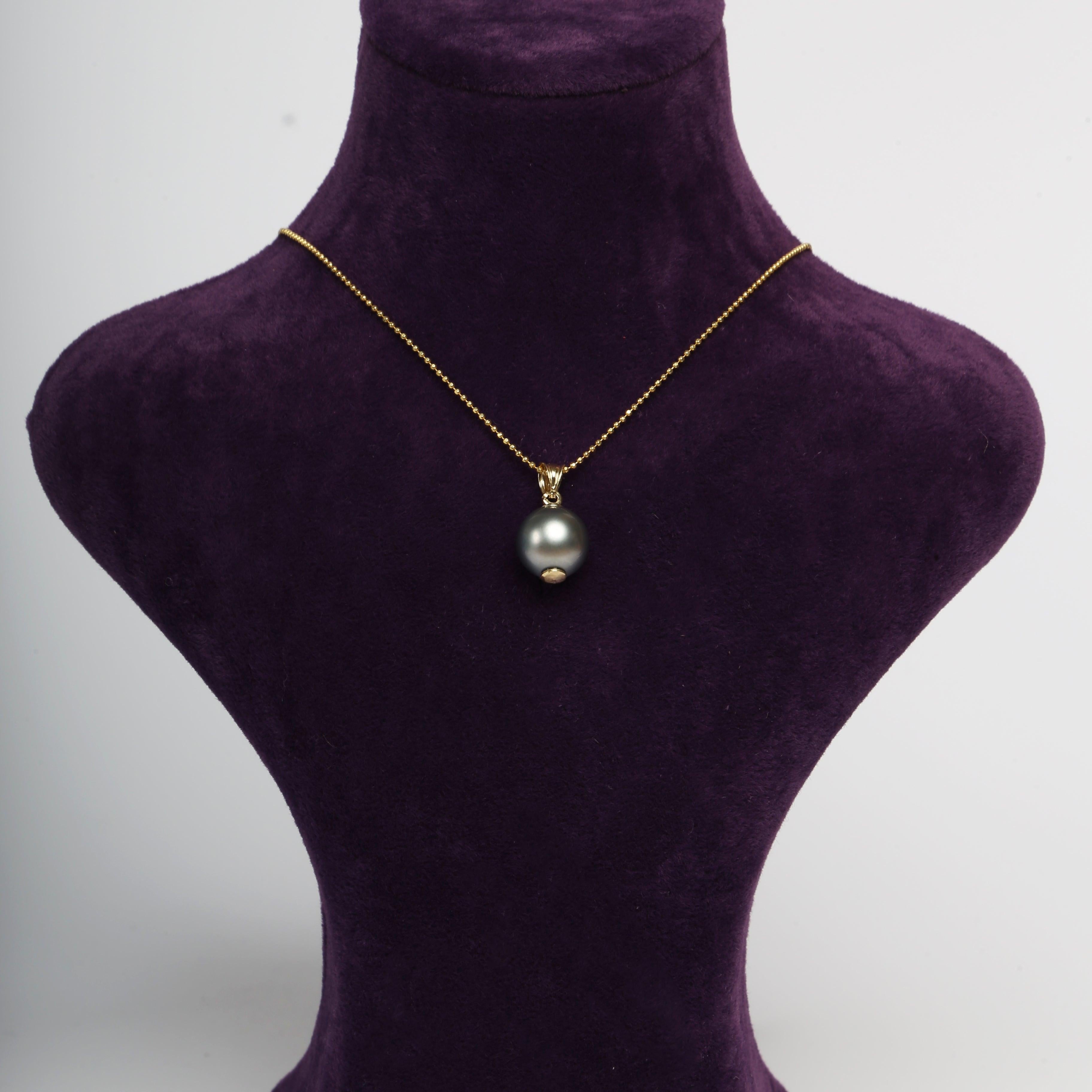 Black Tahitian Pearl Pendant | 14K Gold - KIELLE OFFICIAL