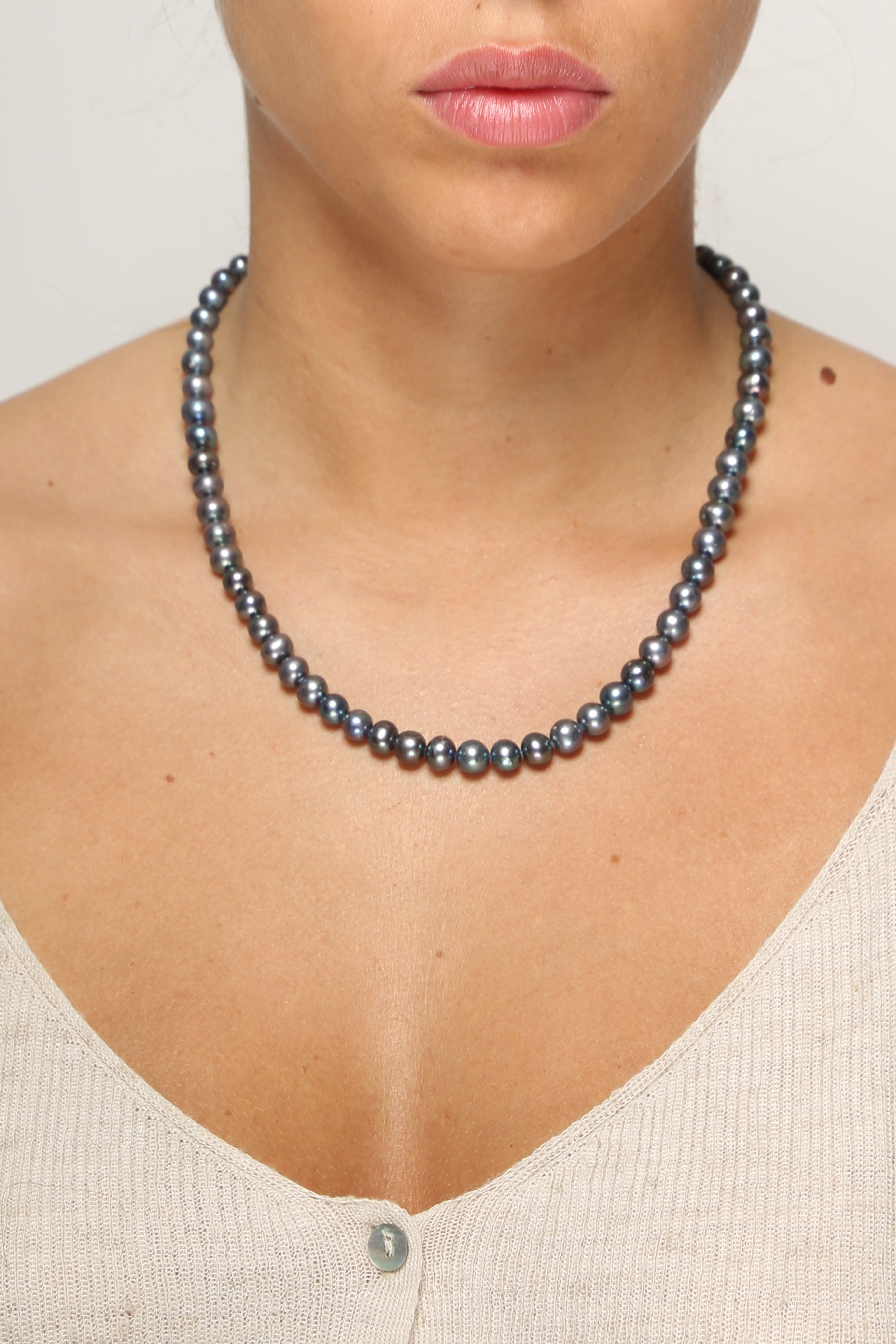 Jewellery Sets | Navy Blue Pearl Necklace | Freeup