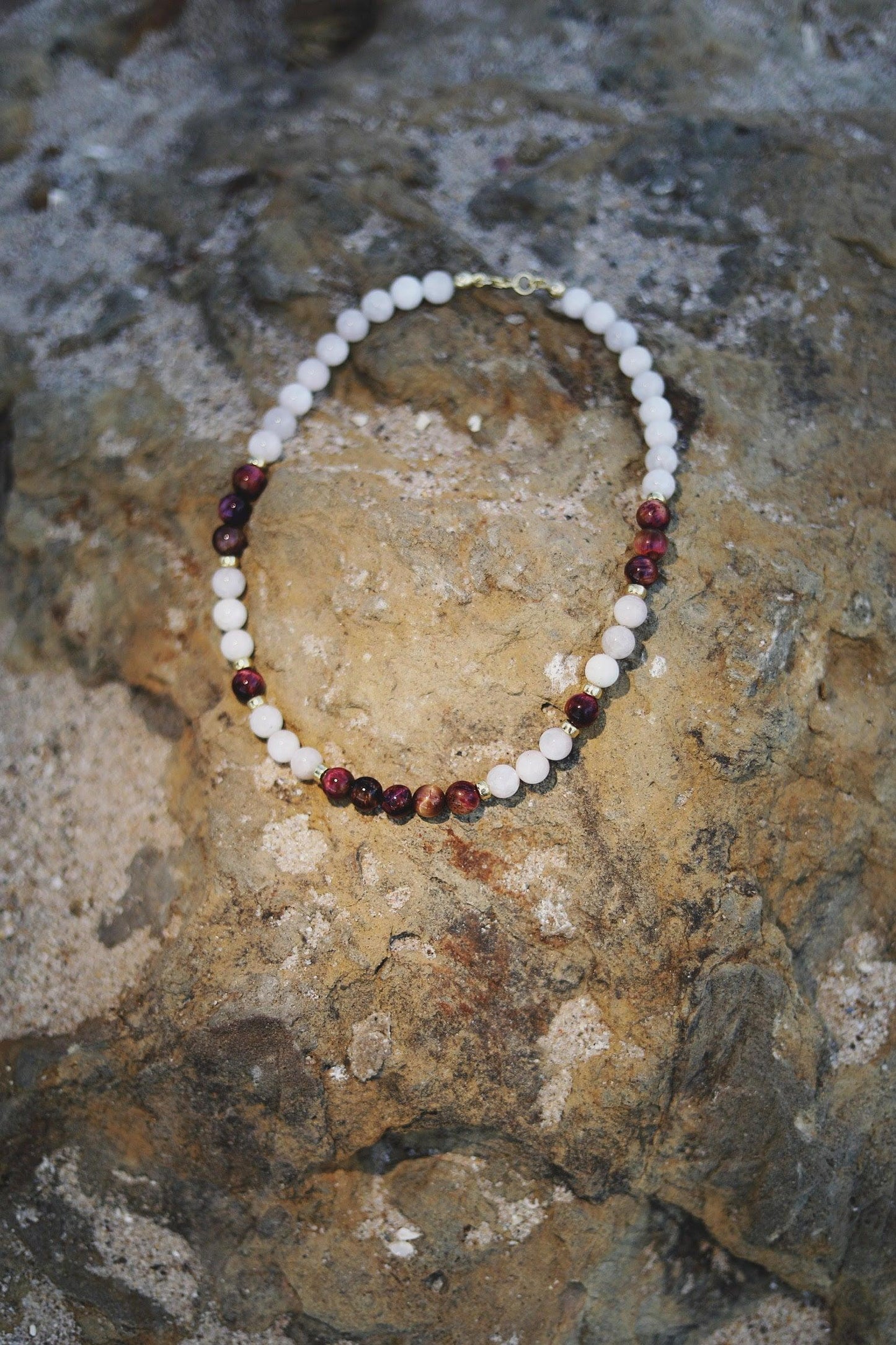 Moonstone and Rose tigereye Beaded Necklace - KIELLE OFFICIAL